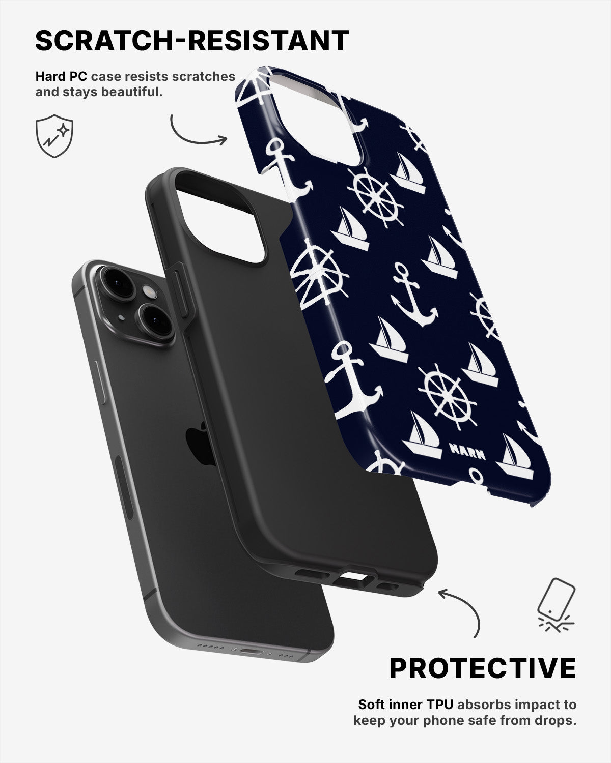 iPhone 15 Plus Tough Case – Deep Blue Voyage - View 2