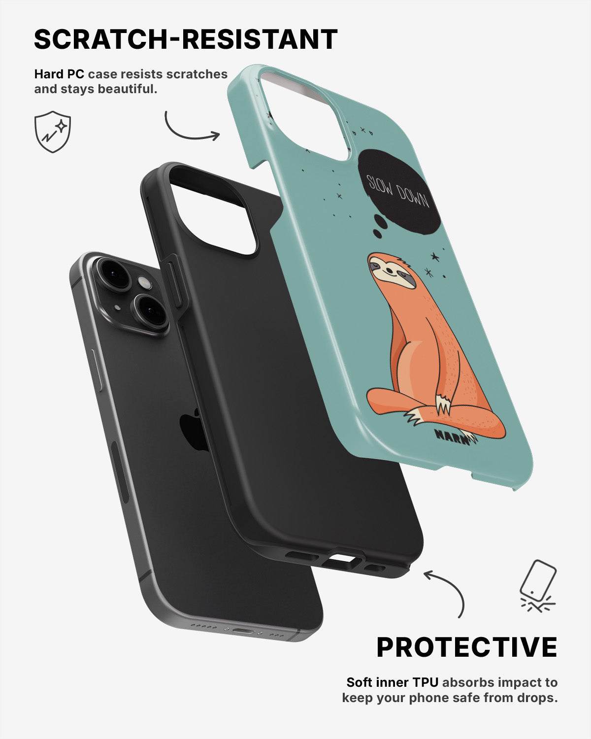 iPhone 15 Plus Tough Case – Slow Down Sloth - View 2