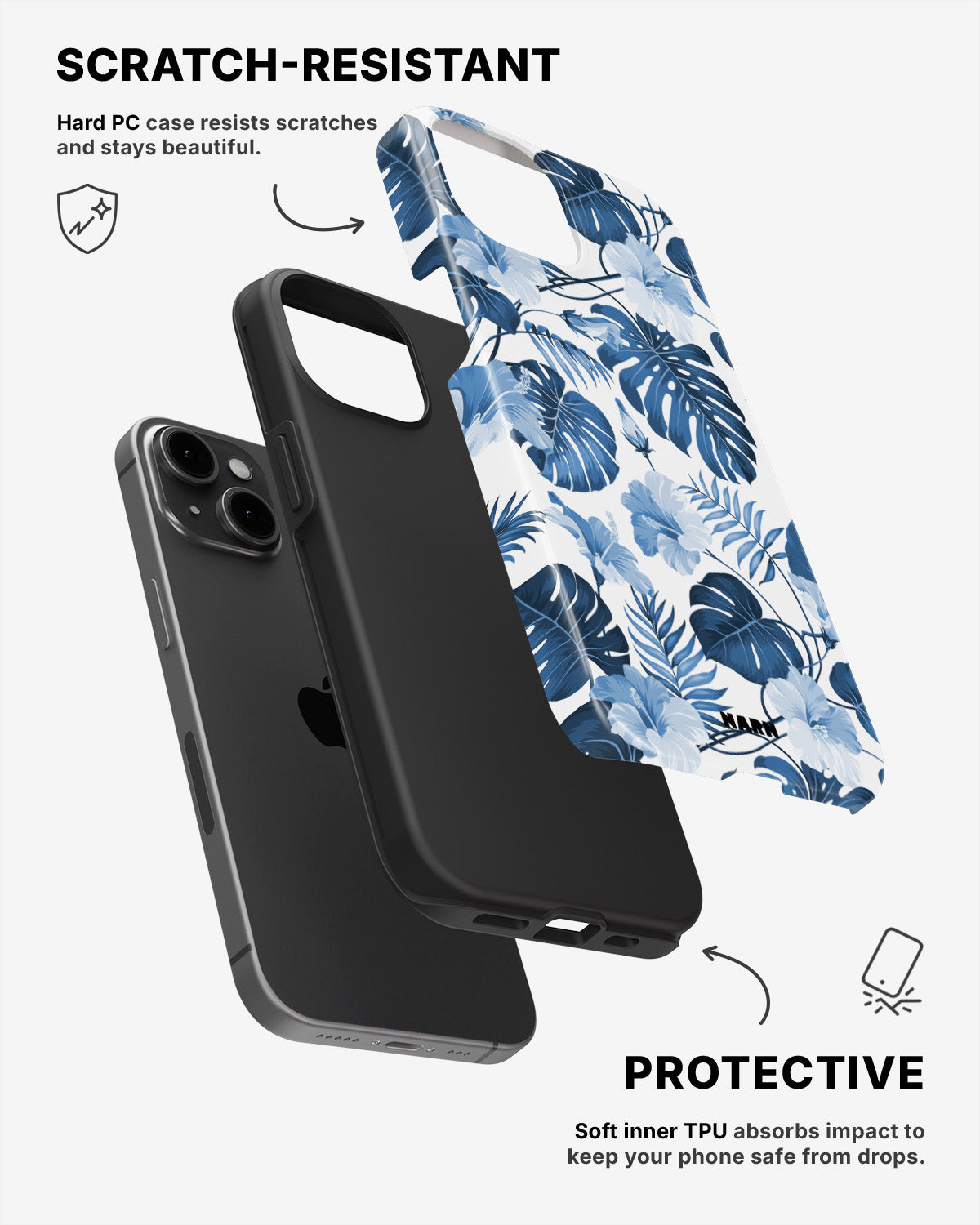 iPhone 15 Plus Tough Case – Blue Tropics - View 2