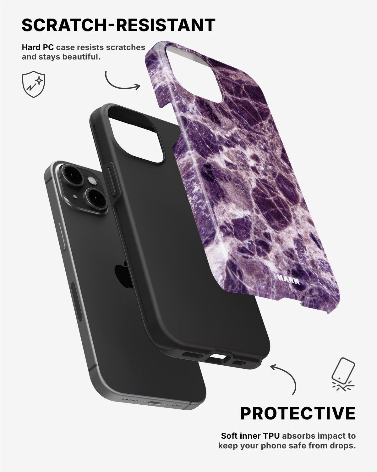 iPhone 15 Plus Tough Case – Purple Marble - View 2