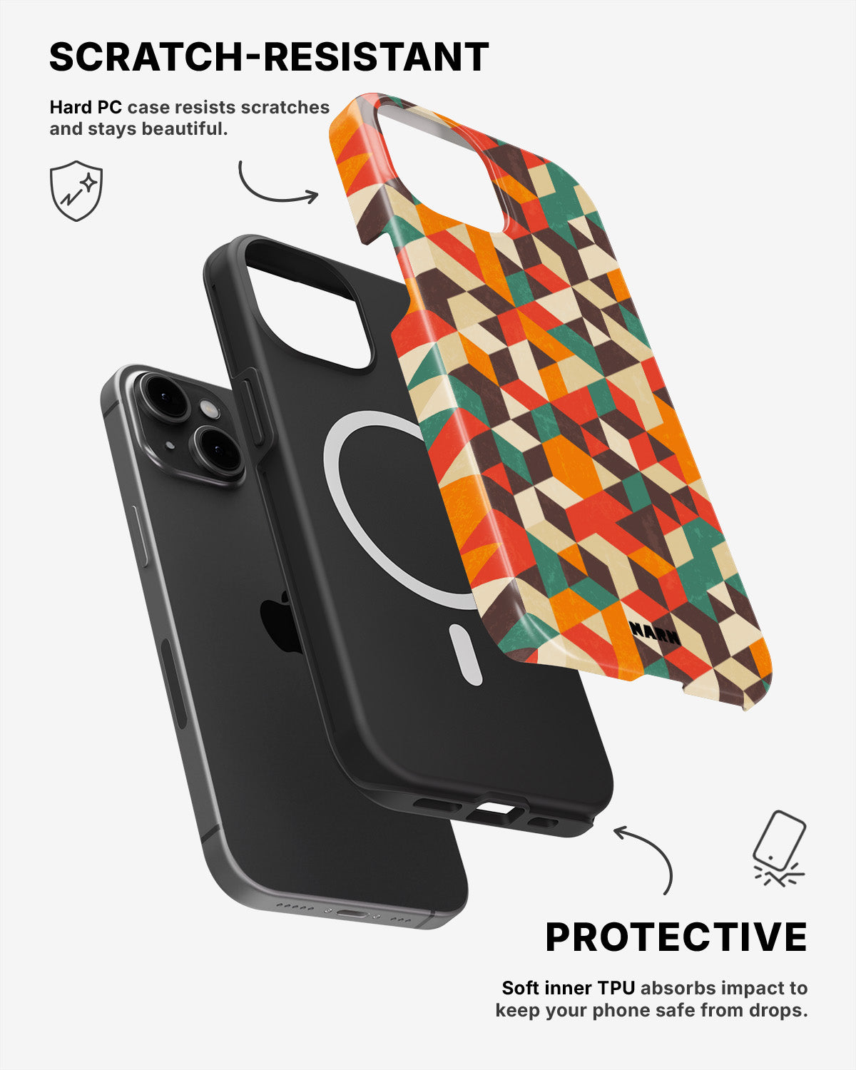iPhone 15 Plus Tough Case – Retro Geometric - View 2