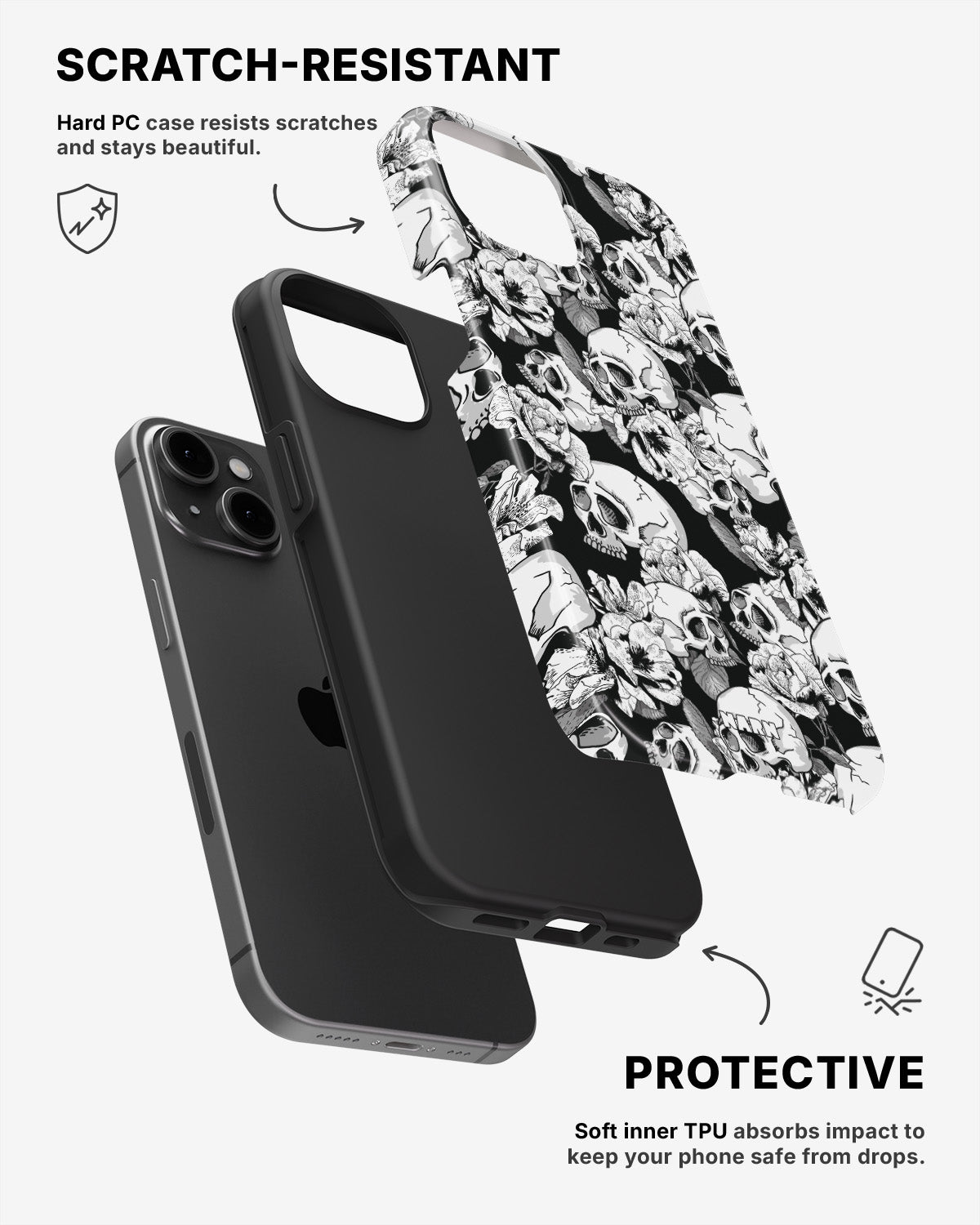 iPhone 15 Plus Tough Case – Skull Garden - View 2