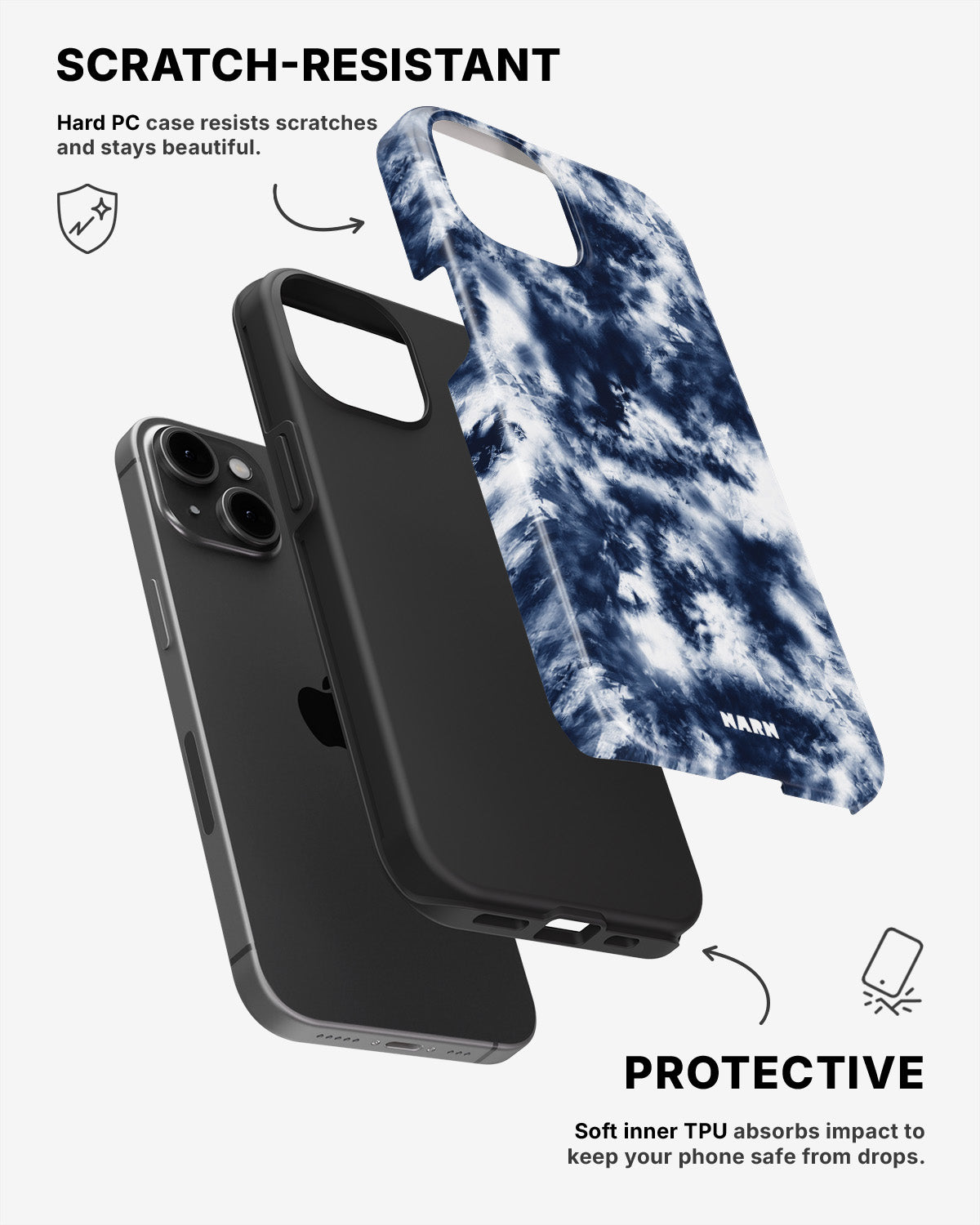 iPhone 15 Plus Tough Case – Tie Dye Blue - View 2