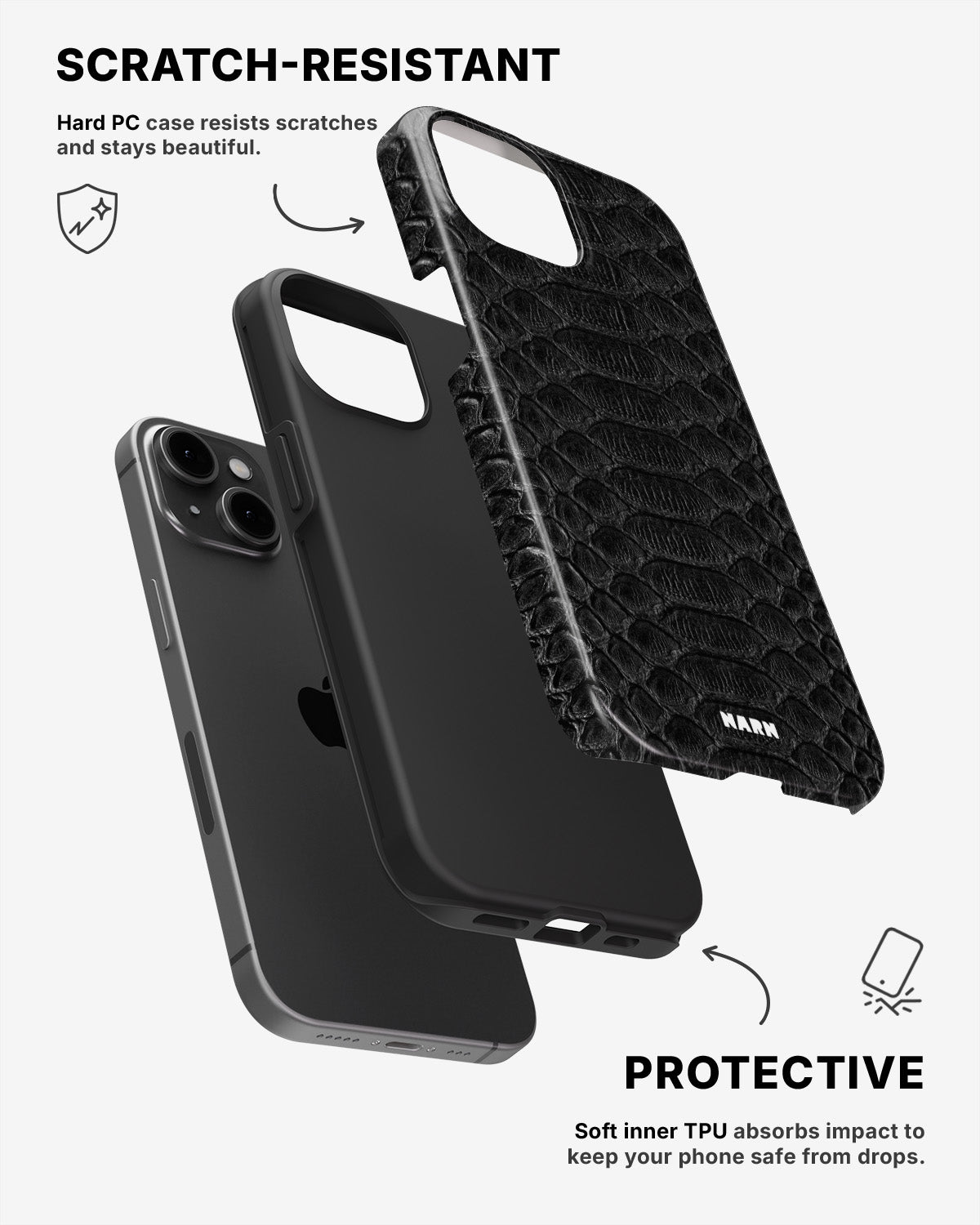 iPhone 15 Plus Tough Case – Black Snake - View 2