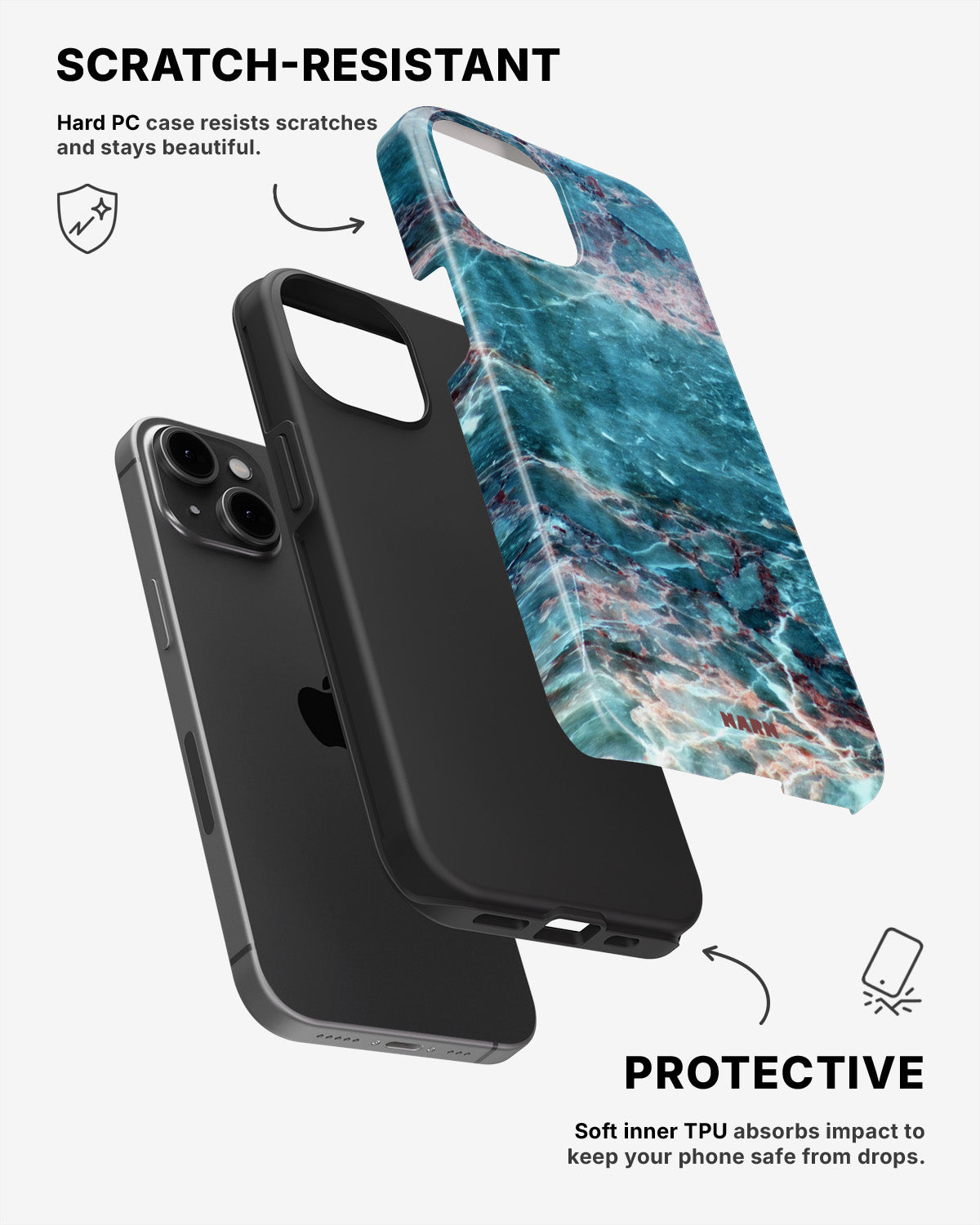 iPhone 15 Plus Tough Case – Icy Marble - View 2