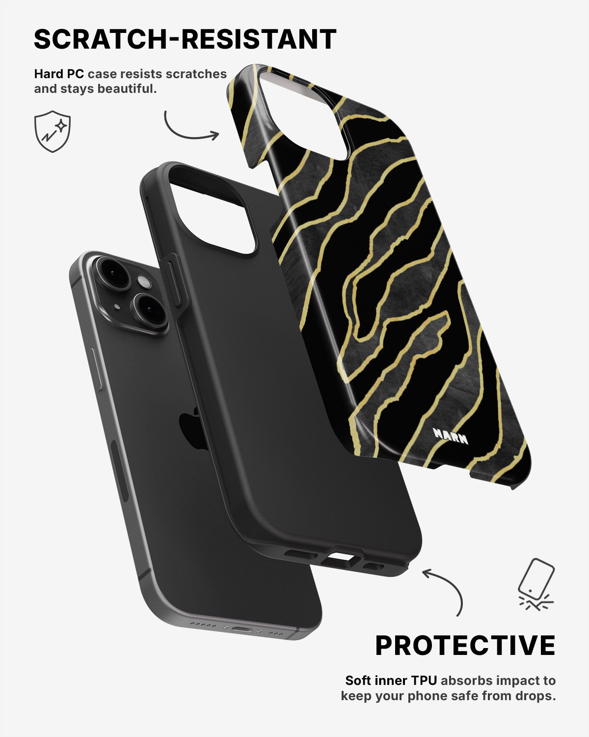 iPhone 15 Plus Tough Case – Golden Zebra - View 2