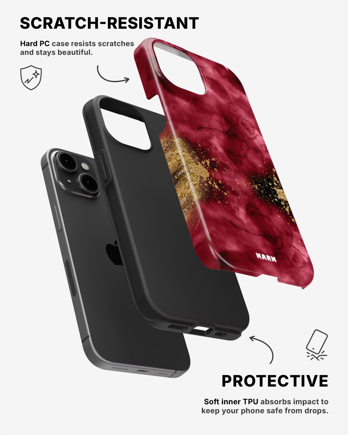 iPhone 15 Plus Tough Case – Burgendy Shimmer - View 2