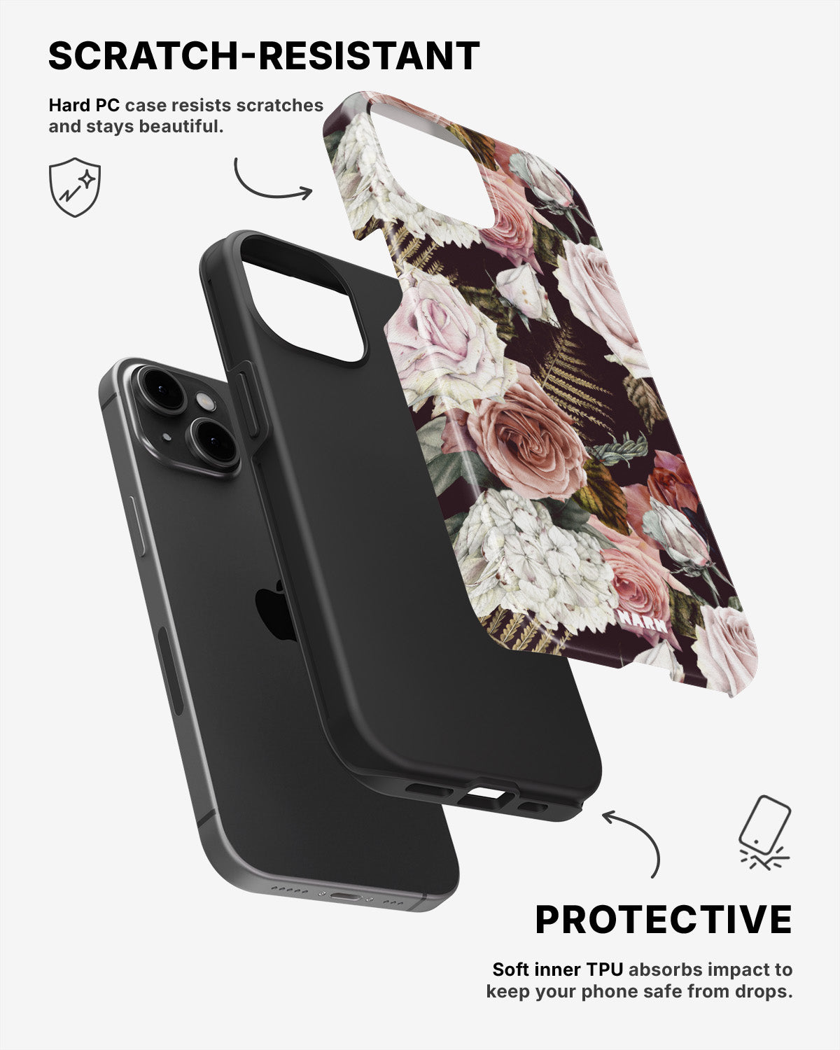iPhone 15 Plus Tough Case – Midnight Roses - View 2
