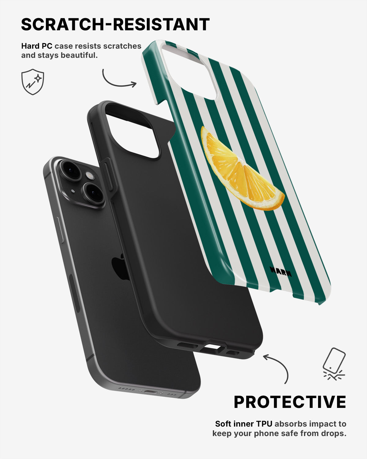 iPhone 15 Plus Tough Case – Lemon Stripes - View 2