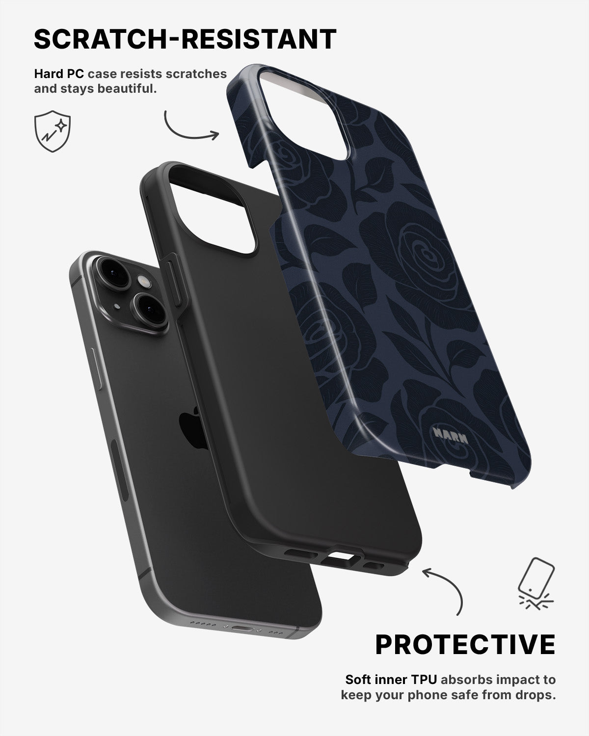 iPhone 15 Plus Tough Case – Midnight Rose - View 2