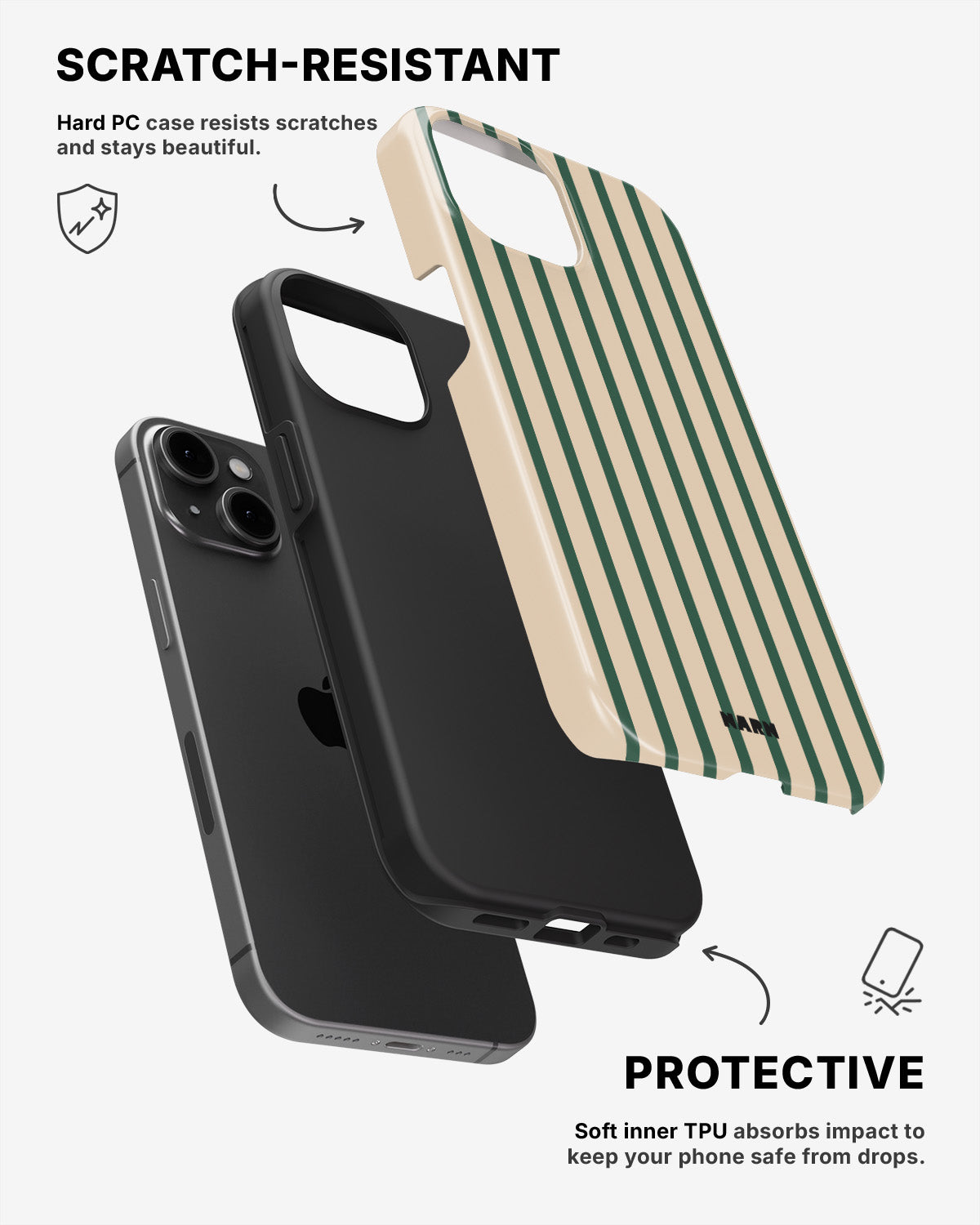 iPhone 15 Plus Tough Case – Evergreen Stripe - View 2
