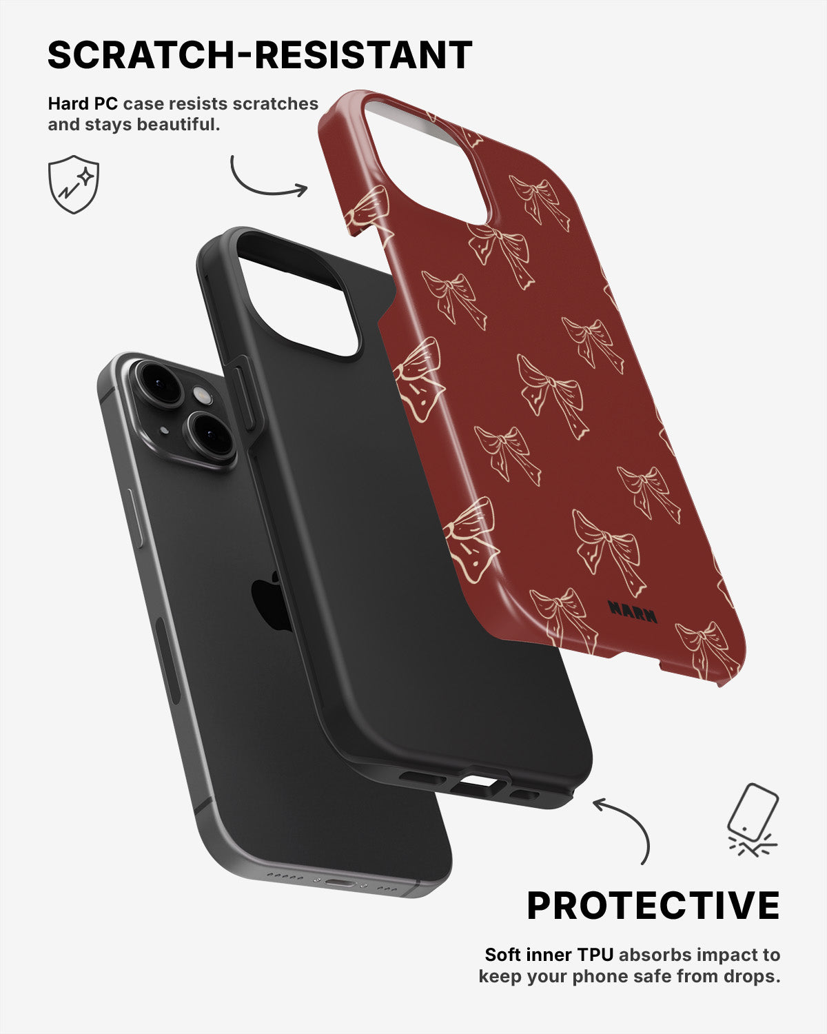 iPhone 15 Plus Tough Case – Cherry Bows - View 2