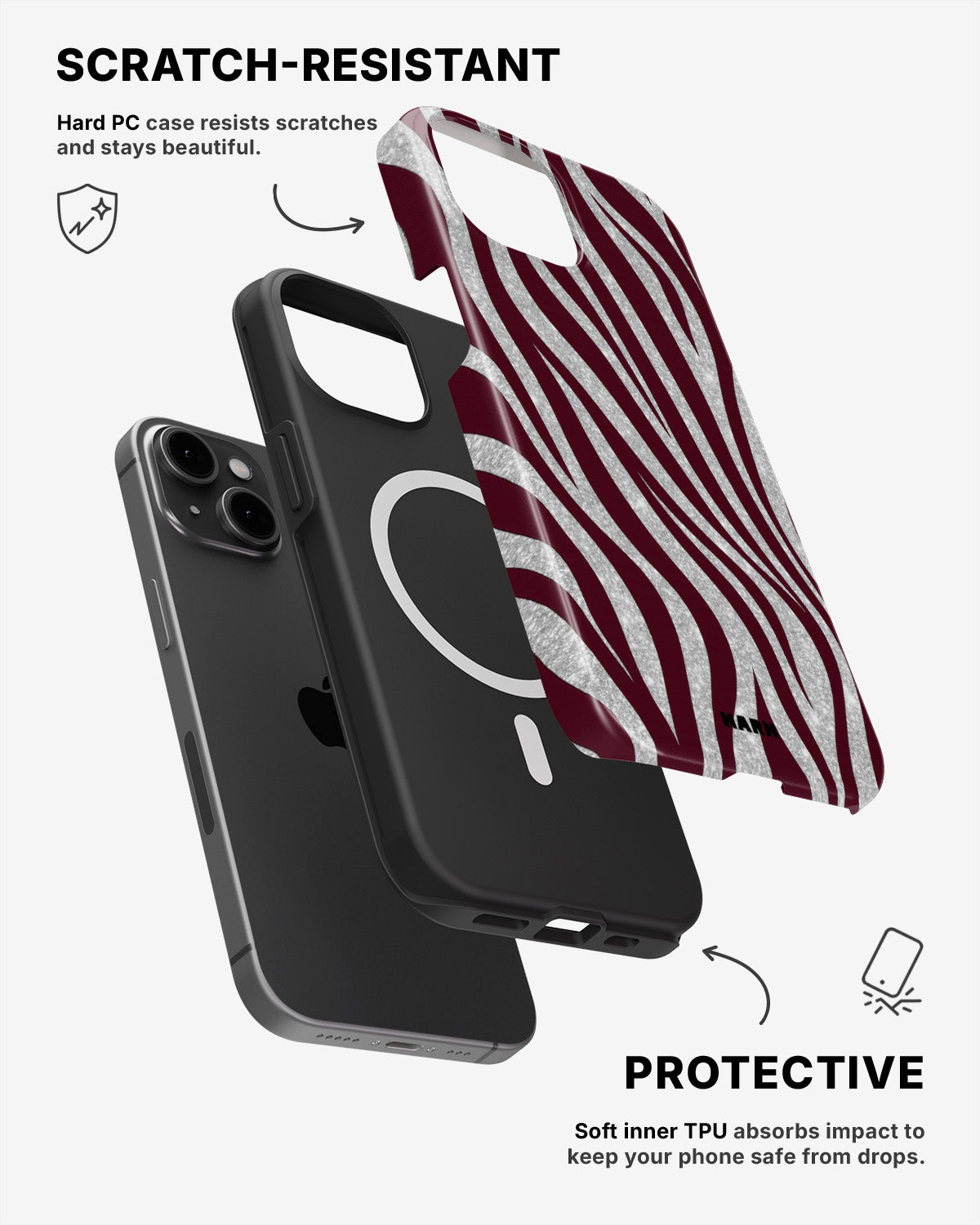 iPhone 15 Plus Tough Case – Velvet Zebra - View 2
