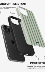 iPhone 15 Plus Tough Case – Sage Stripes - View 2