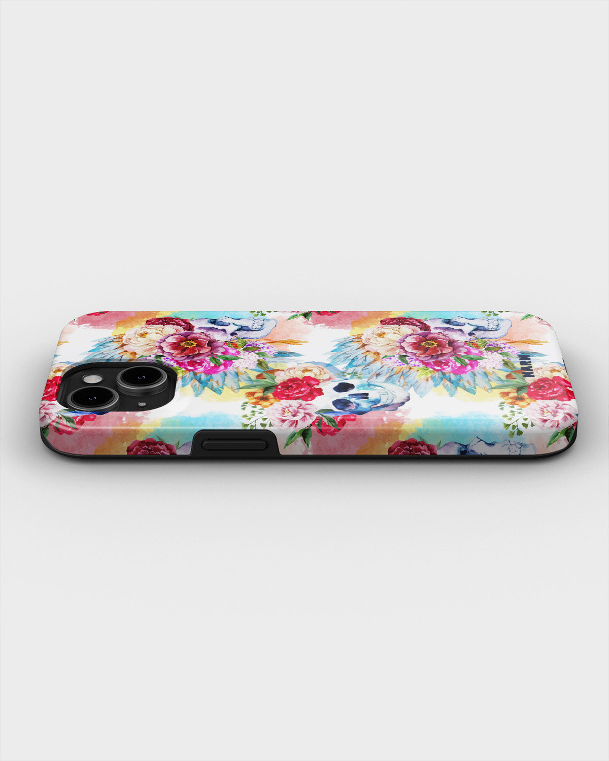 iPhone 15 Plus Tough Case – Flowered Skulls - View 3