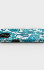 iPhone 15 Plus Tough Case – Turquoise Paisley - View 3