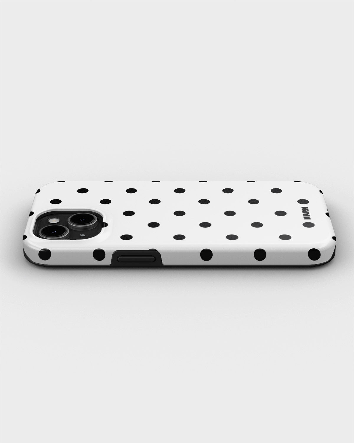iPhone 15 Plus Tough Case – Mono Dots - View 3