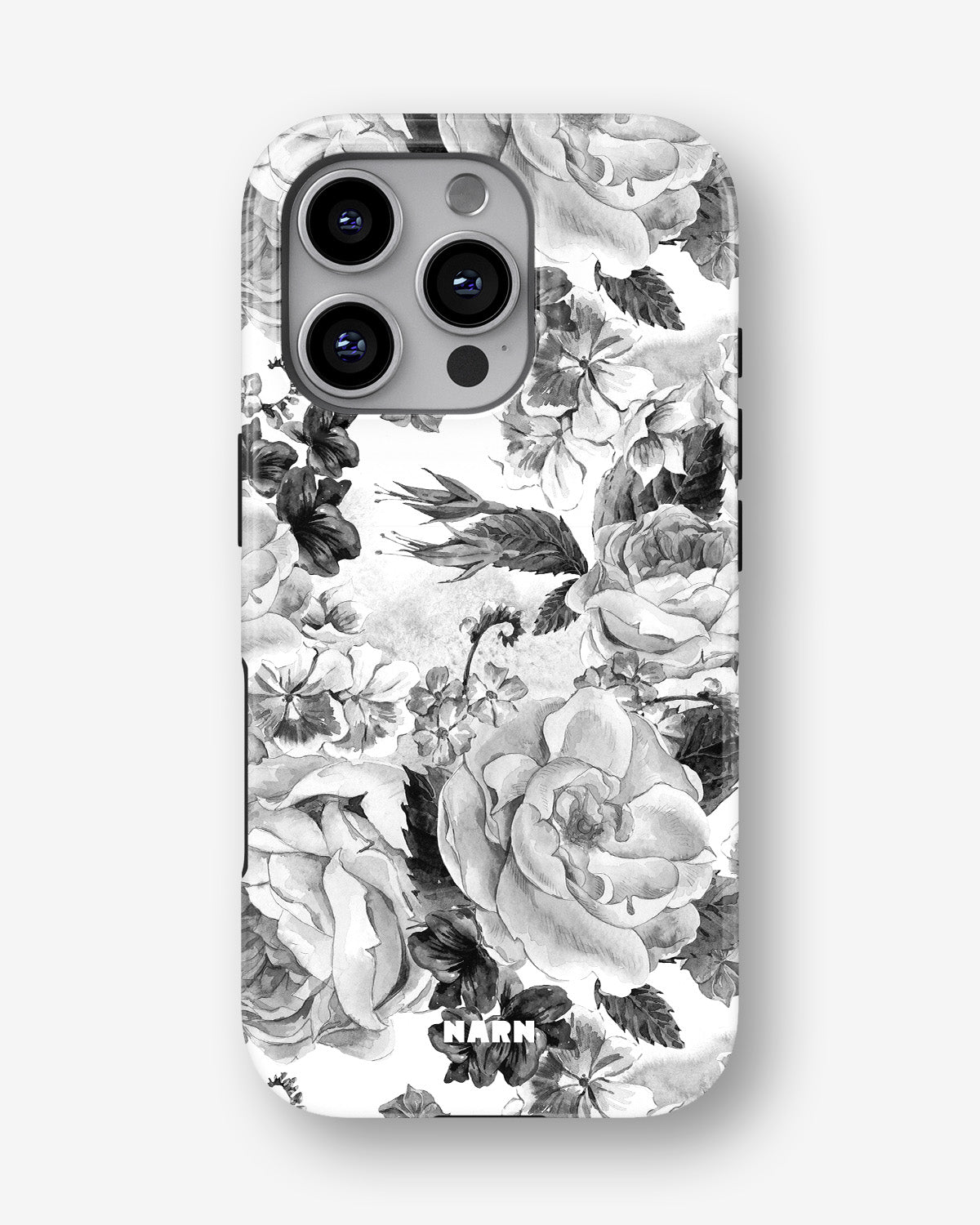 iPhone 16 Pro Max Tough Case – Black & White Bloom - View 1