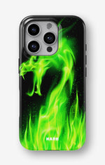 iPhone 16 Pro Max Tough Case – Green Flames Dragon - View 1