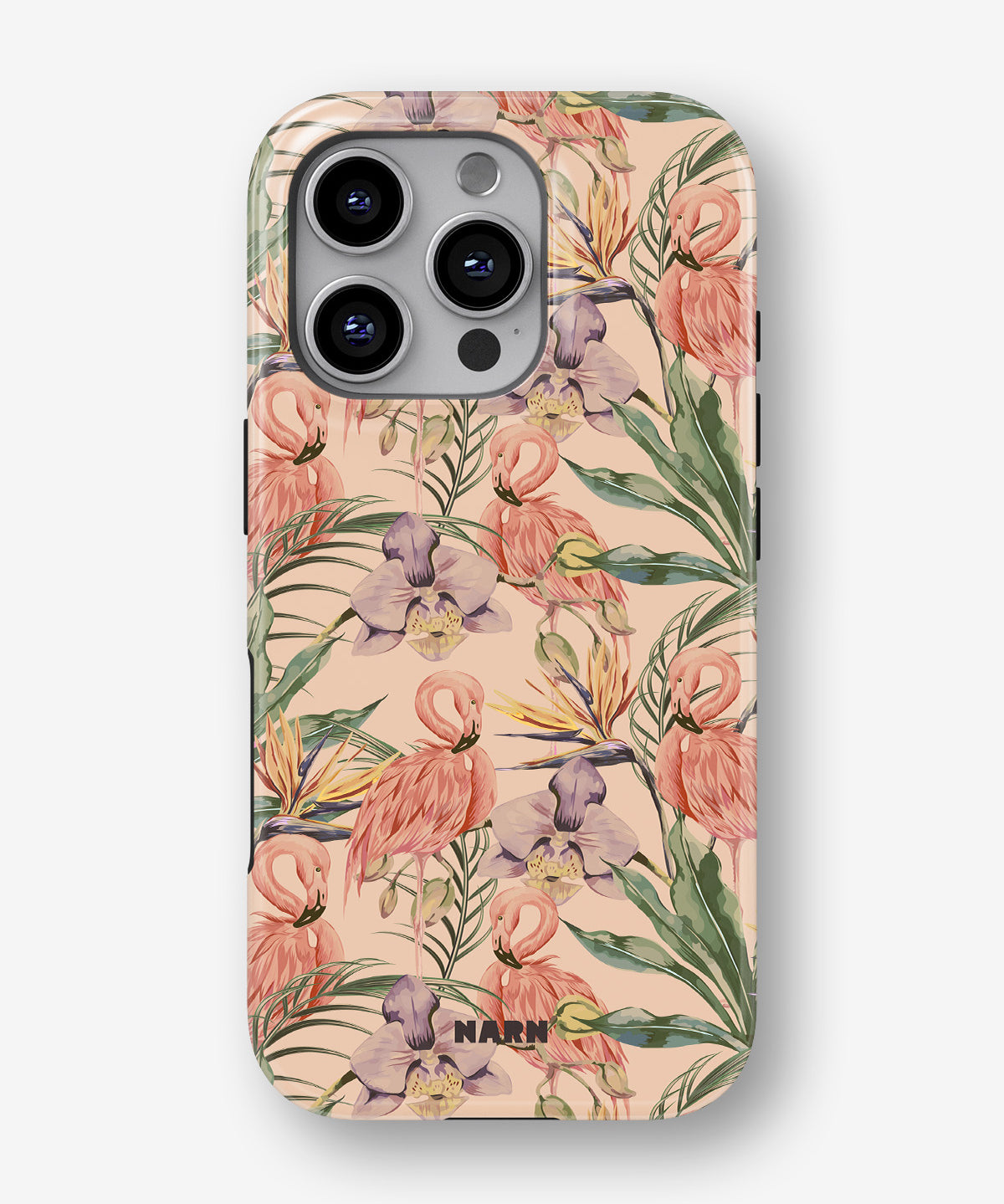 iPhone 16 Pro Max Tough Case – Flamingos & Flowers - View 1