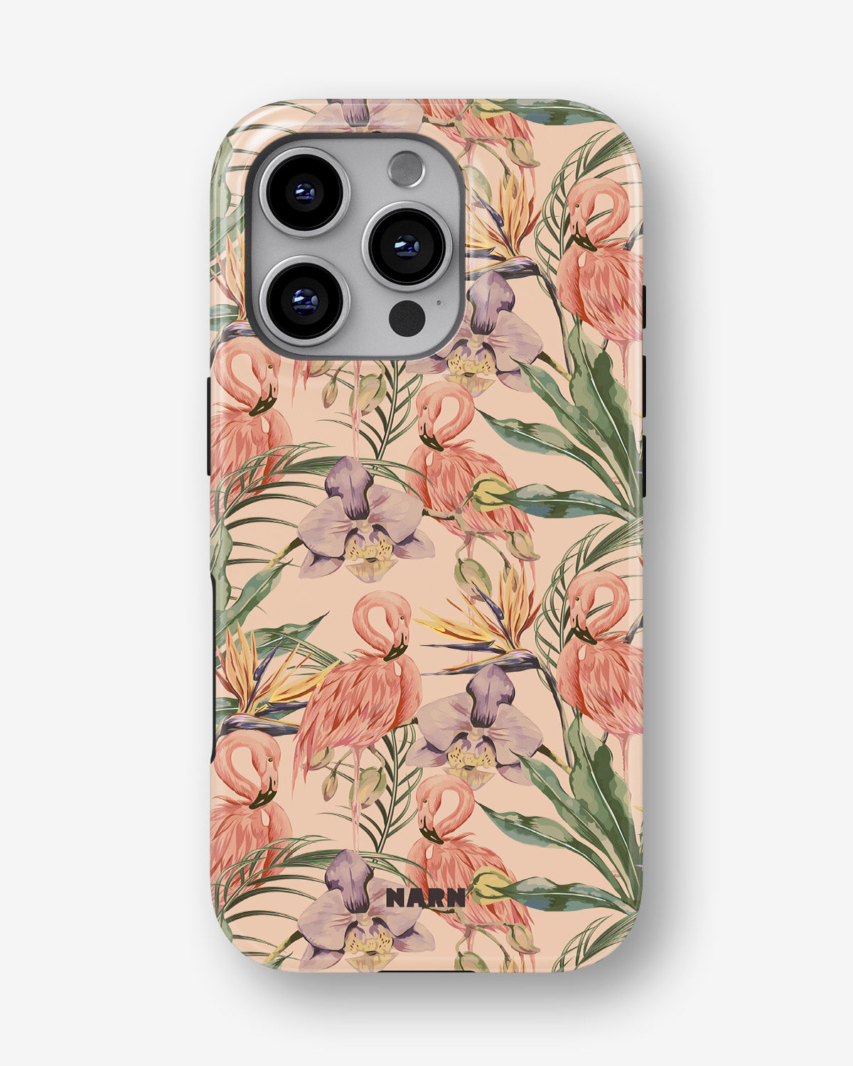 iPhone 16 Pro Max Tough Case – Flamingos & Flowers - View 1