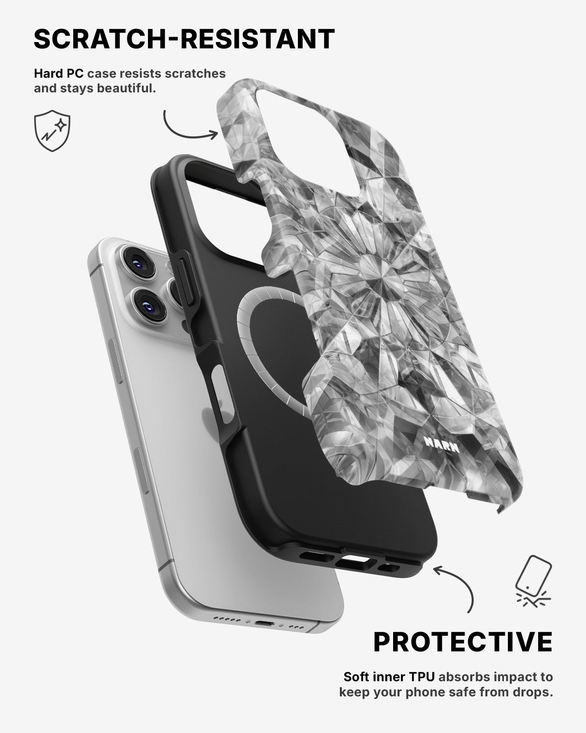 iPhone 16 Pro Max Tough Case – Grey Crystals - View 2