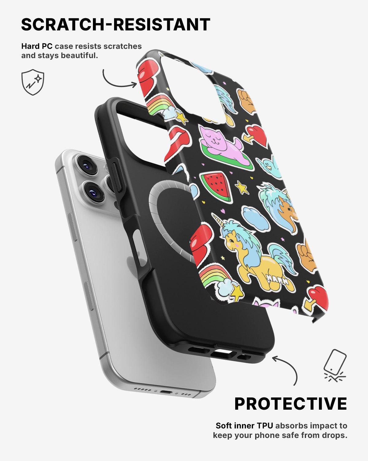 iPhone 16 Pro Max Tough Case – Cute Stickers - View 2