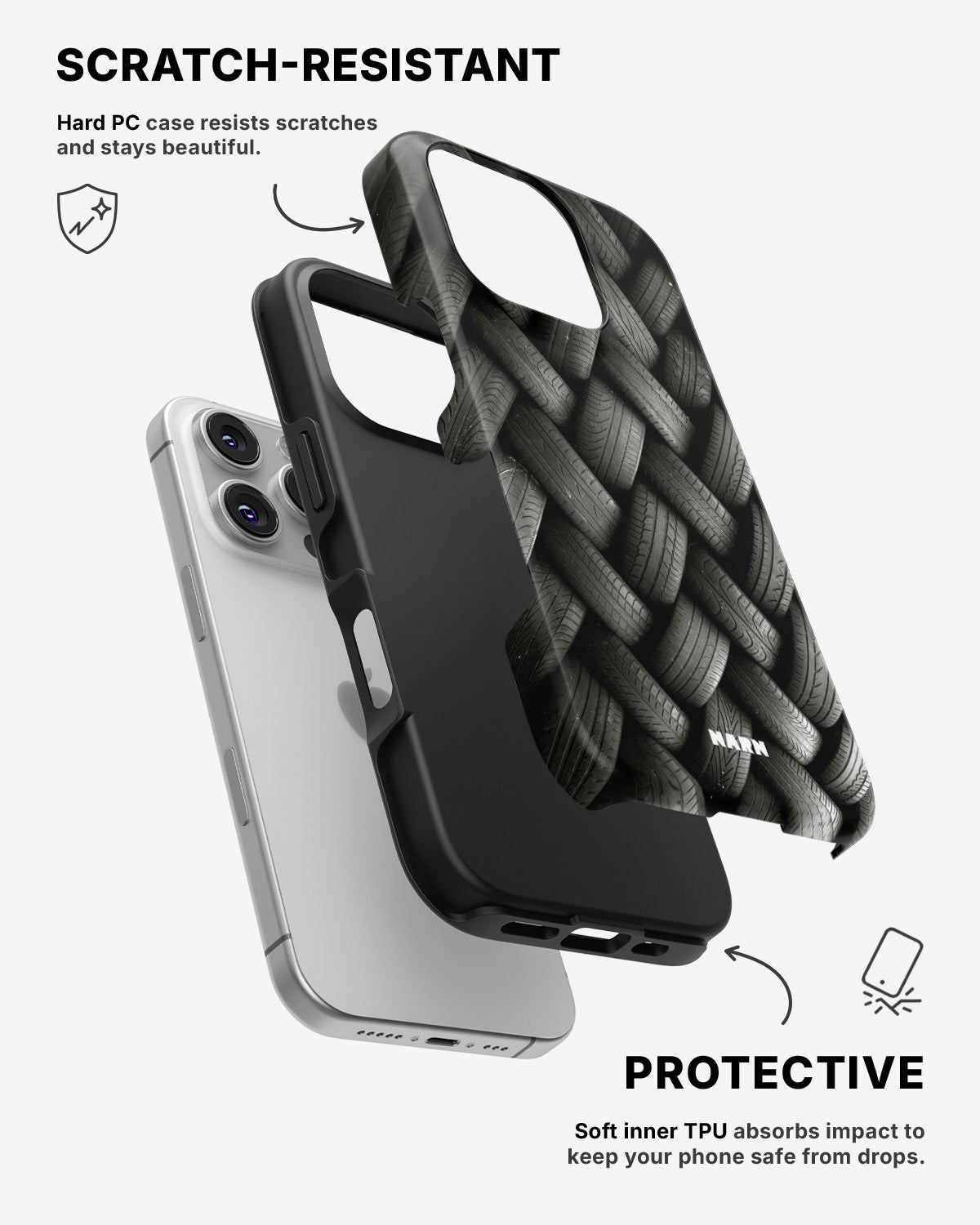 iPhone 16 Pro Max Tough Case – Tires Wall - View 2