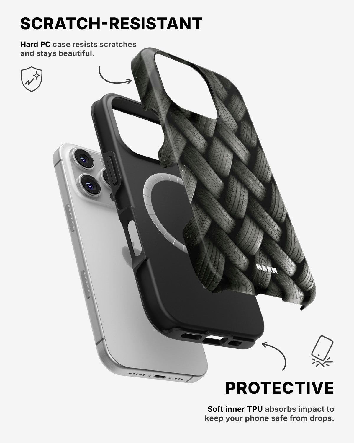 iPhone 16 Pro Max Tough Case – Tires Wall - View 2