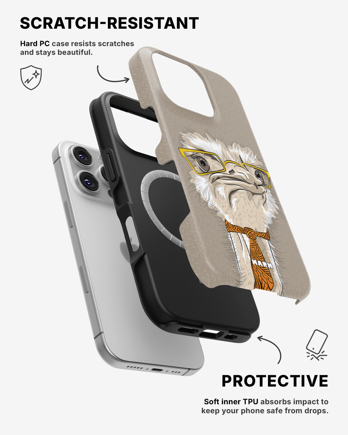 iPhone 16 Pro Max Tough Case – Hipster Ostrich - View 2
