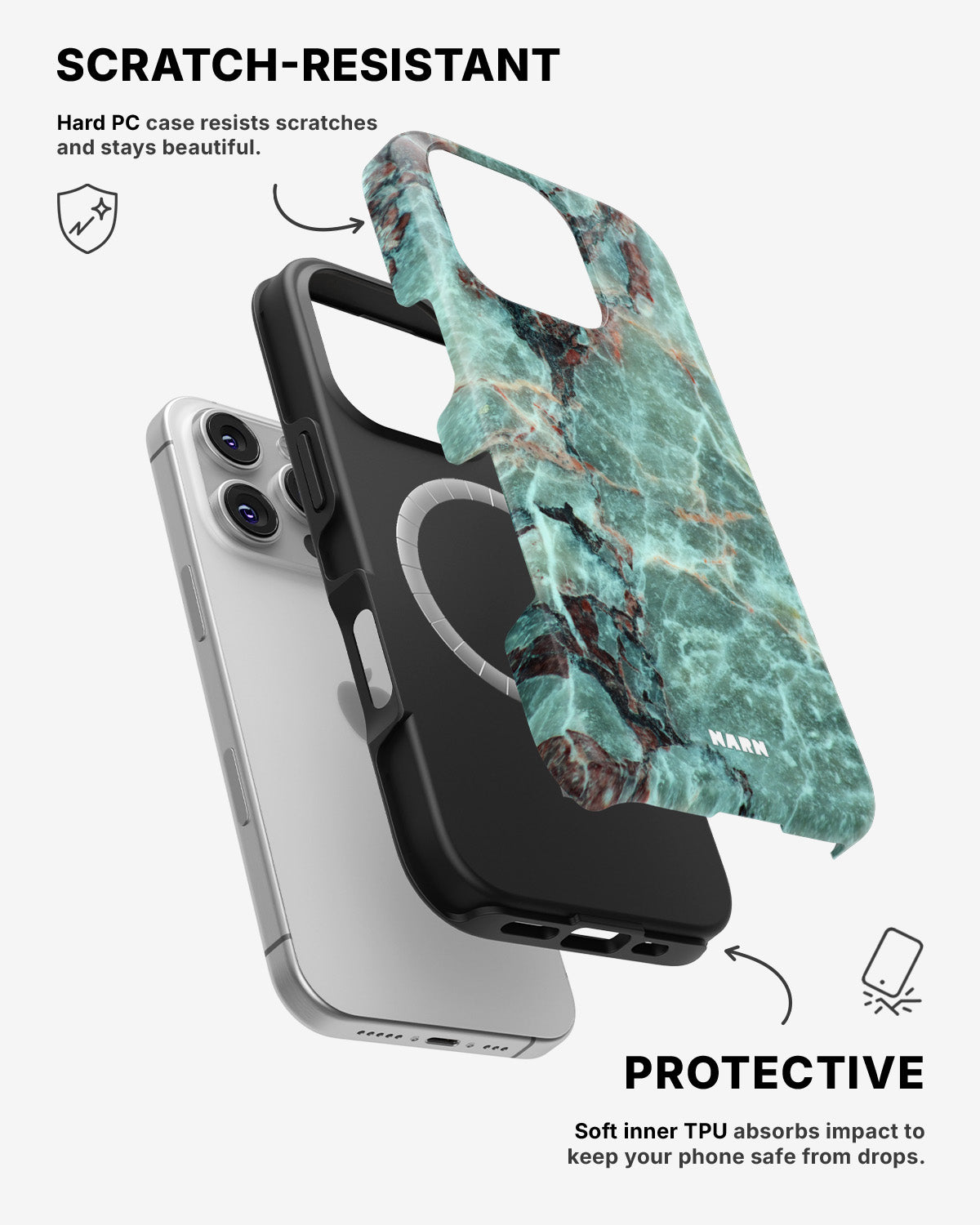iPhone 16 Pro Max Tough Case – Green Marble - View 2