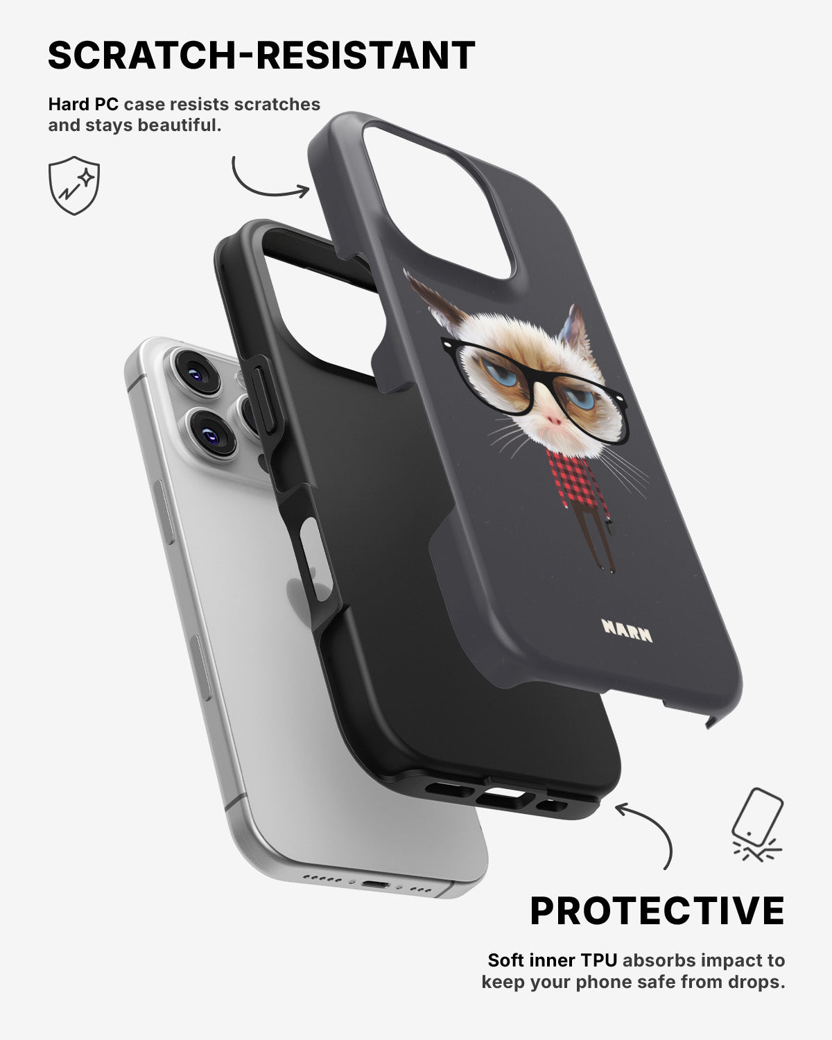 iPhone 16 Pro Max Tough Case – Hipster Cat - View 2