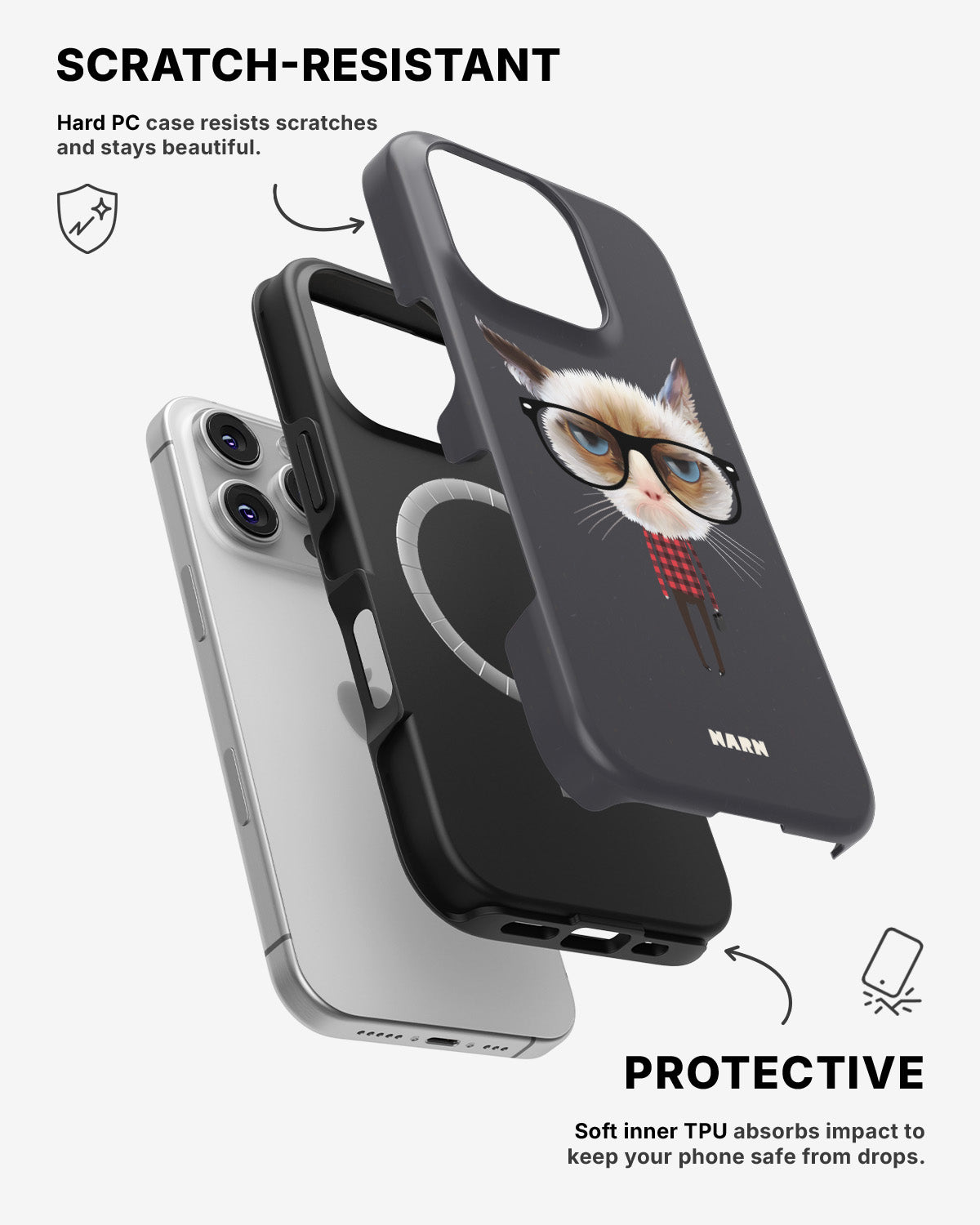 iPhone 16 Pro Max Tough Case – Hipster Cat - View 2