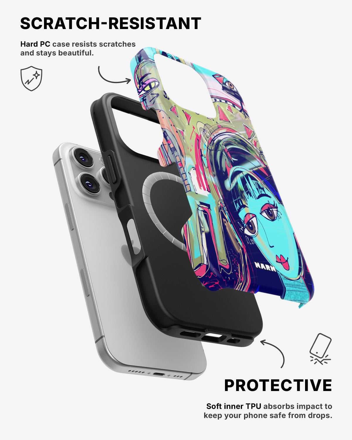 iPhone 16 Pro Max Tough Case – Abstract Cat - View 2
