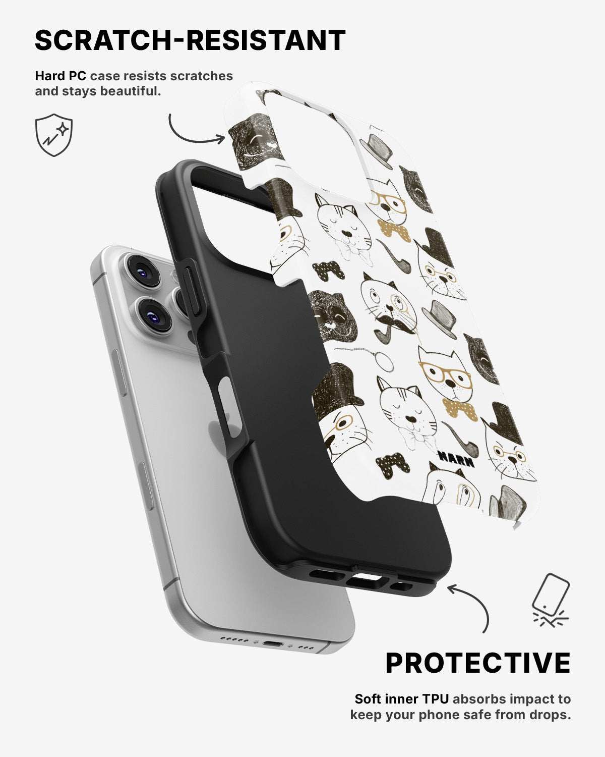 iPhone 16 Pro Max Tough Case – Cartoon Cats - View 2