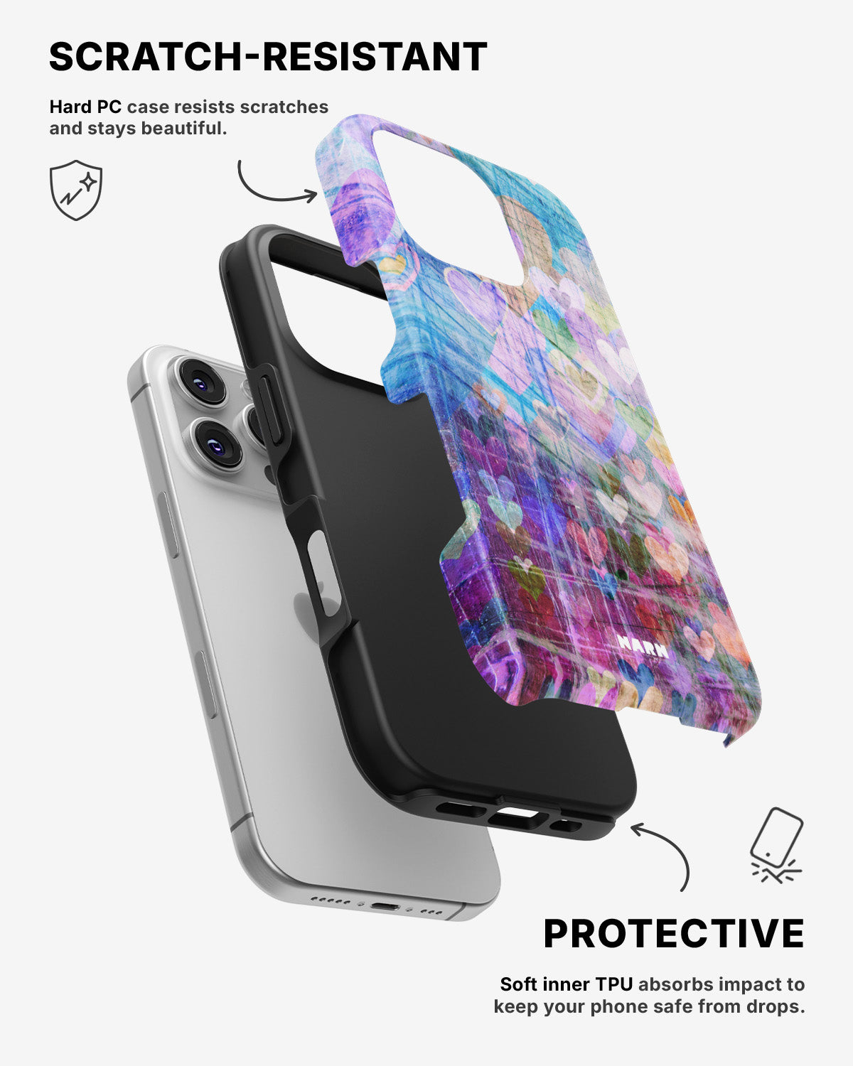 iPhone 16 Pro Max Tough Case – Purple Hearts - View 2