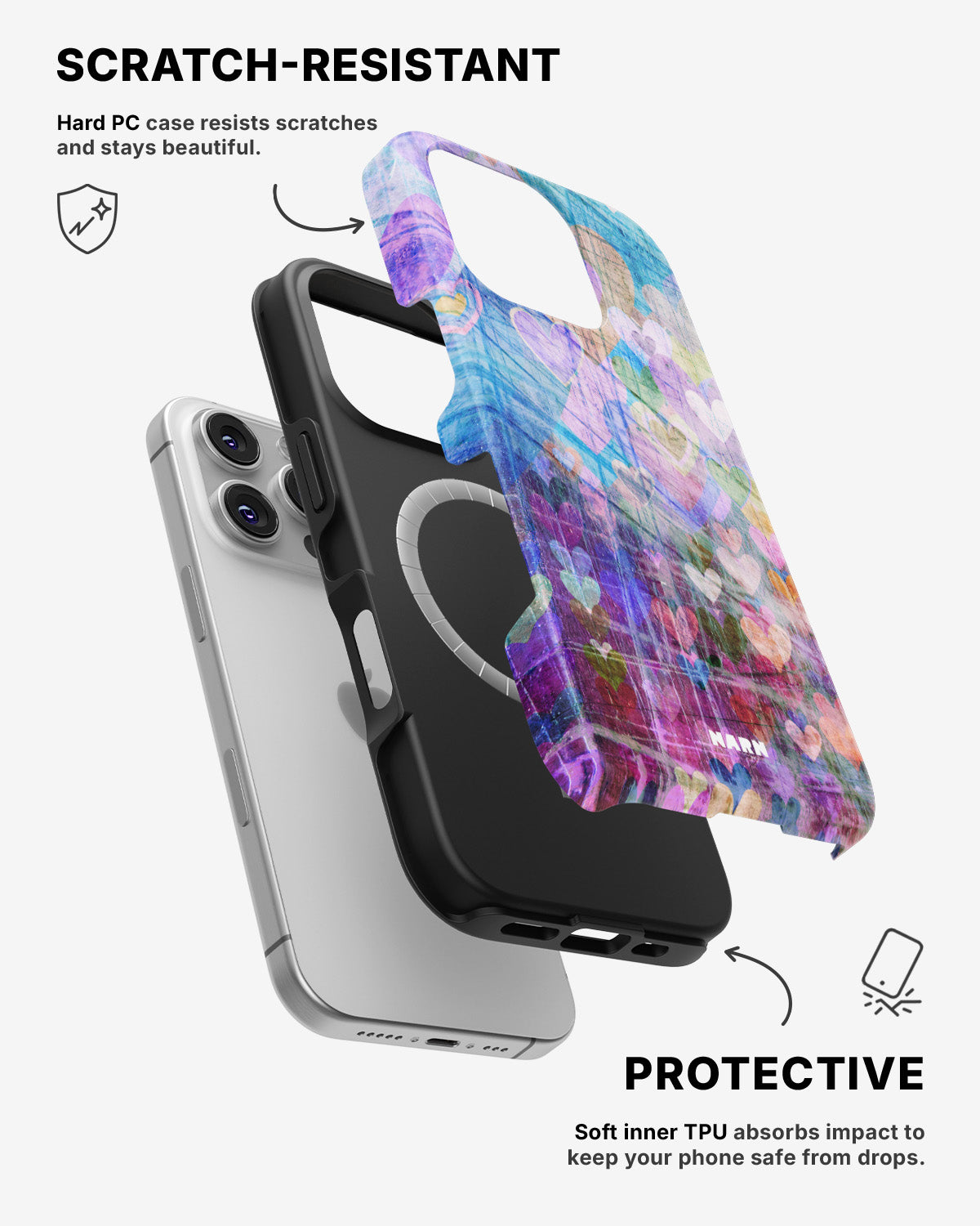 iPhone 16 Pro Max Tough Case – Purple Hearts - View 2