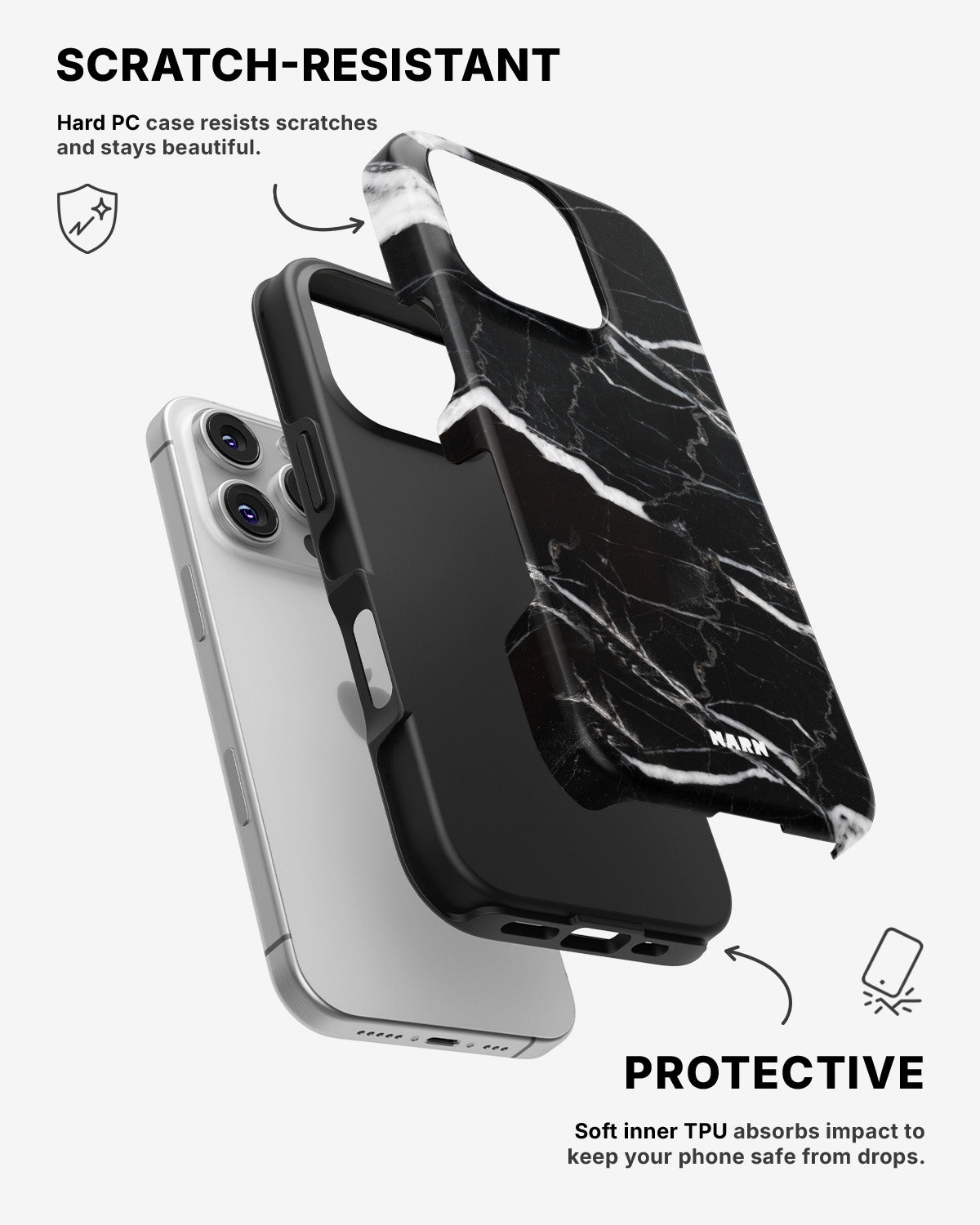 iPhone 16 Pro Max Tough Case – Black Marble - View 2