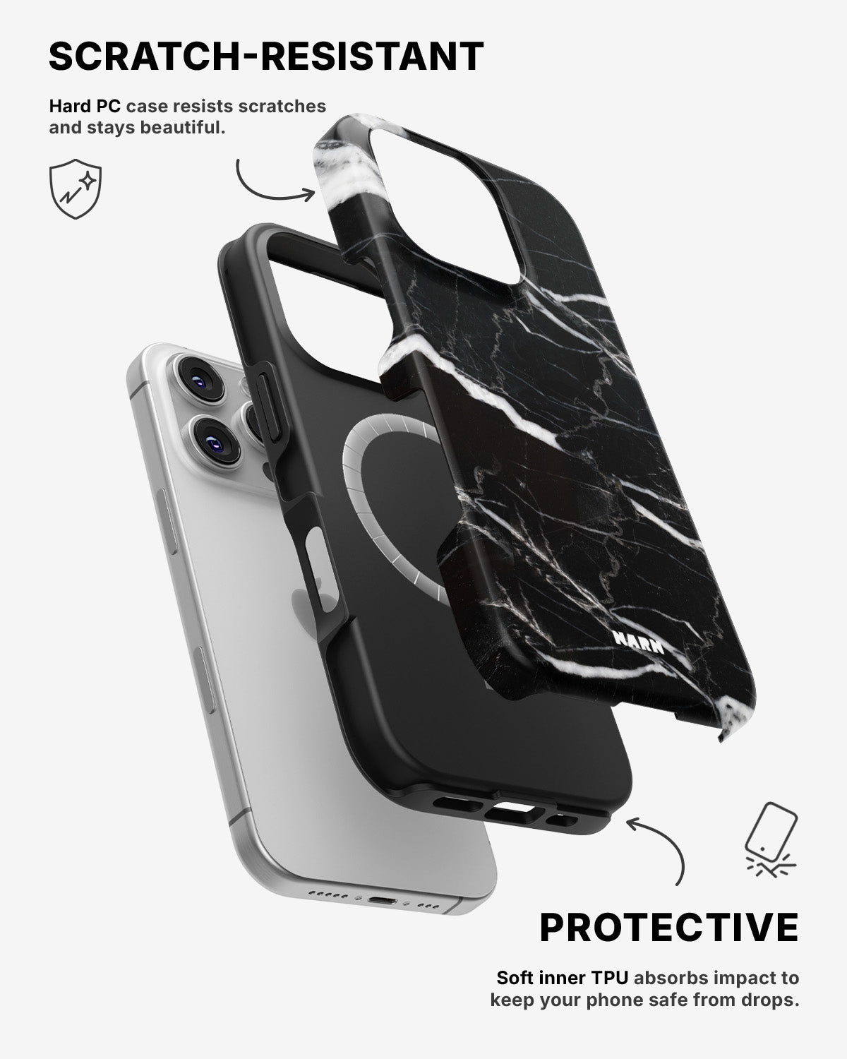 iPhone 16 Pro Max Tough Case – Black Marble - View 2