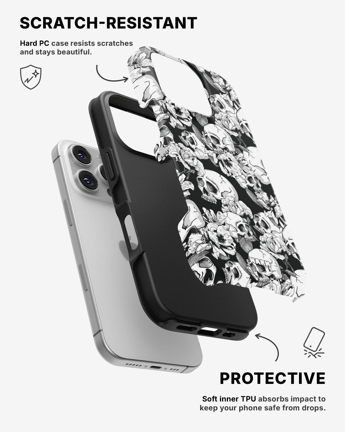 iPhone 16 Pro Max Tough Case – Skull Garden - View 2