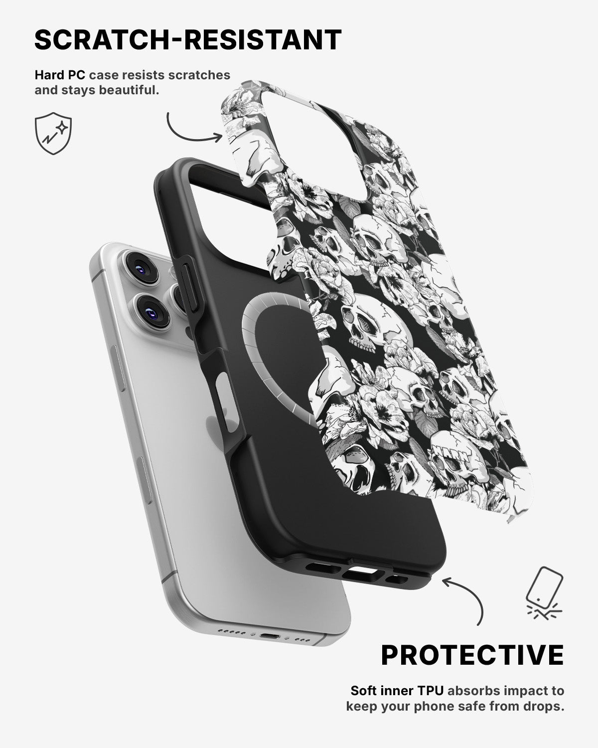 iPhone 16 Pro Max Tough Case – Skull Garden - View 2