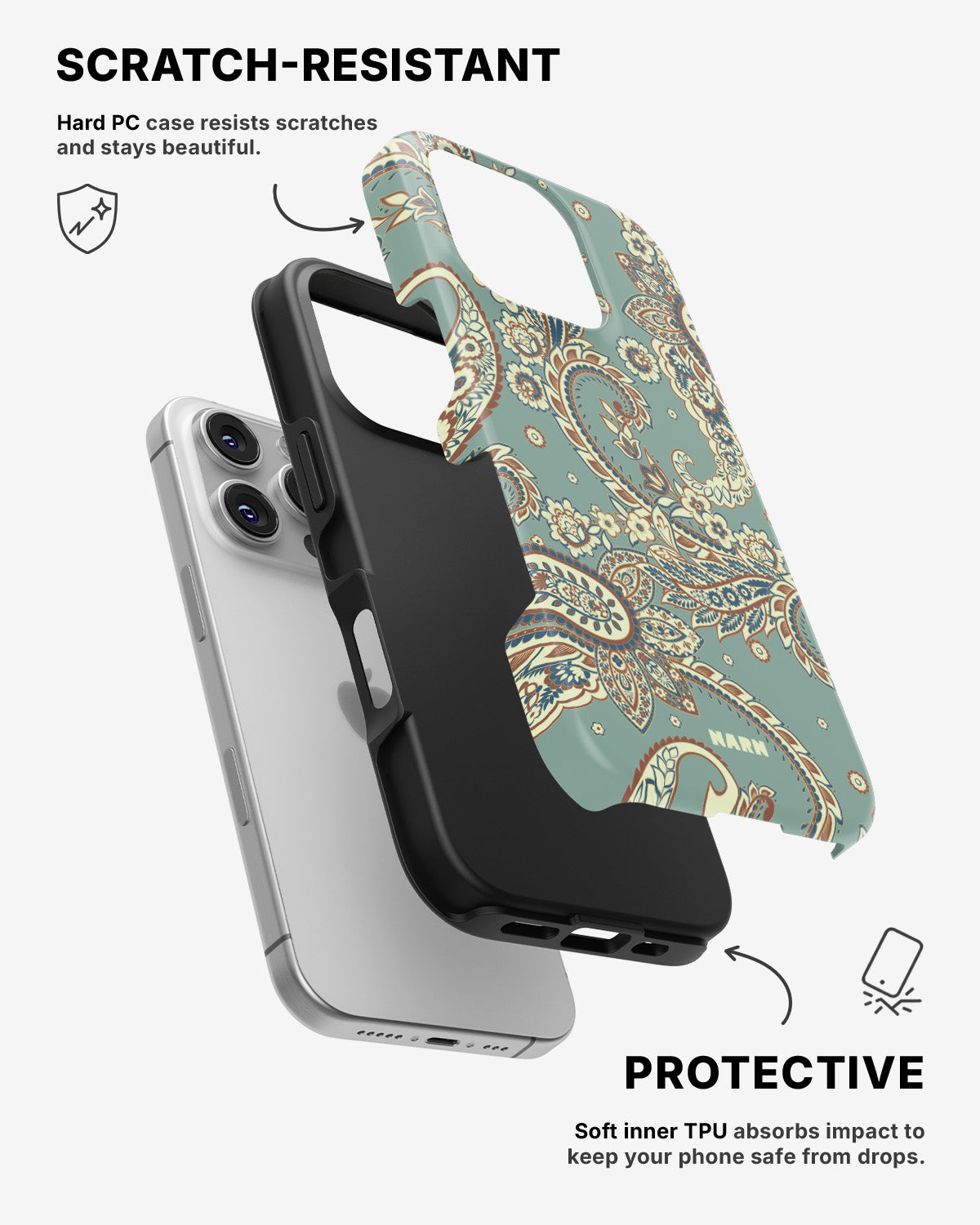 iPhone 16 Pro Max Tough Case – Paisley Green - View 2