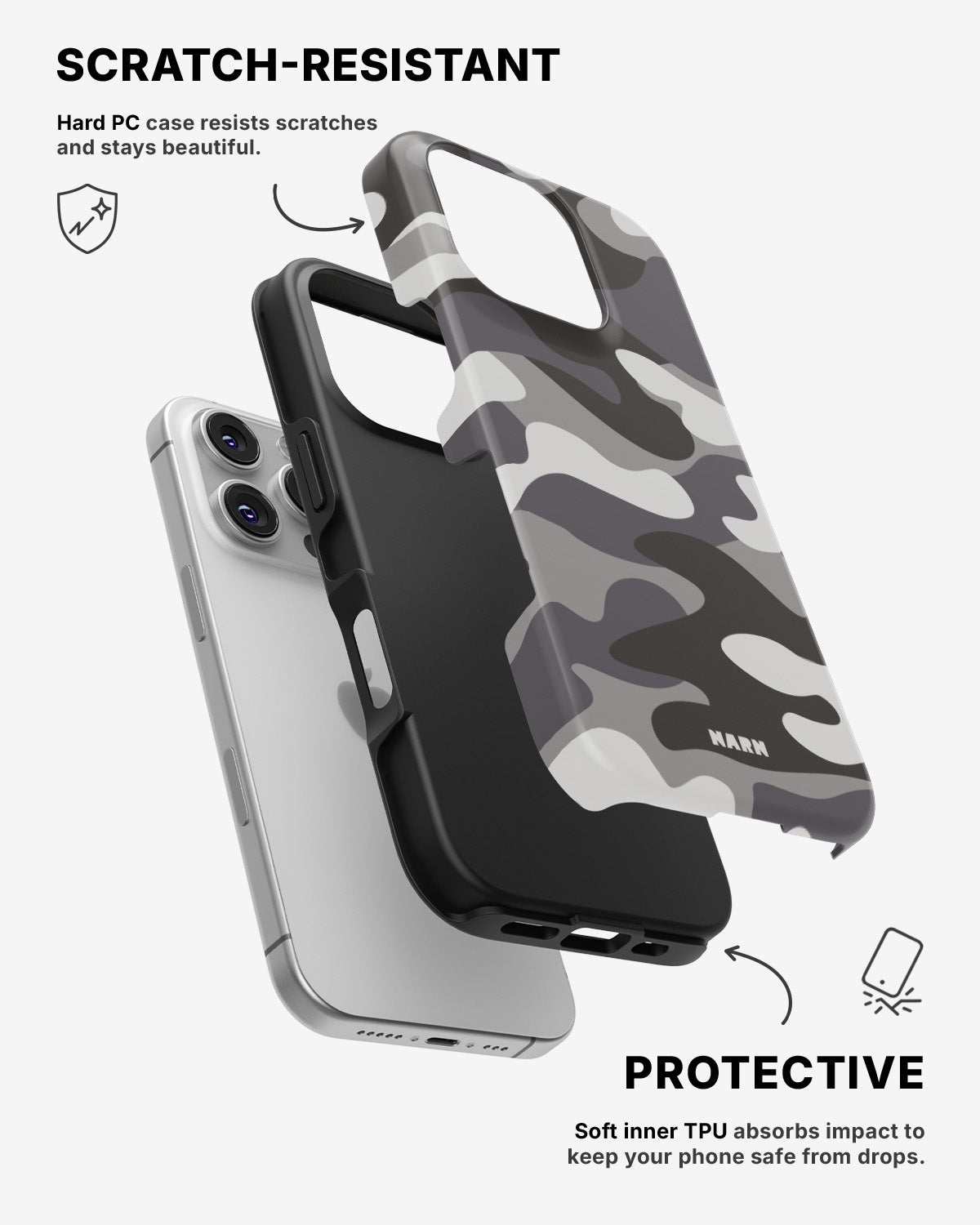 iPhone 16 Pro Max Tough Case – Grey Camo - View 2