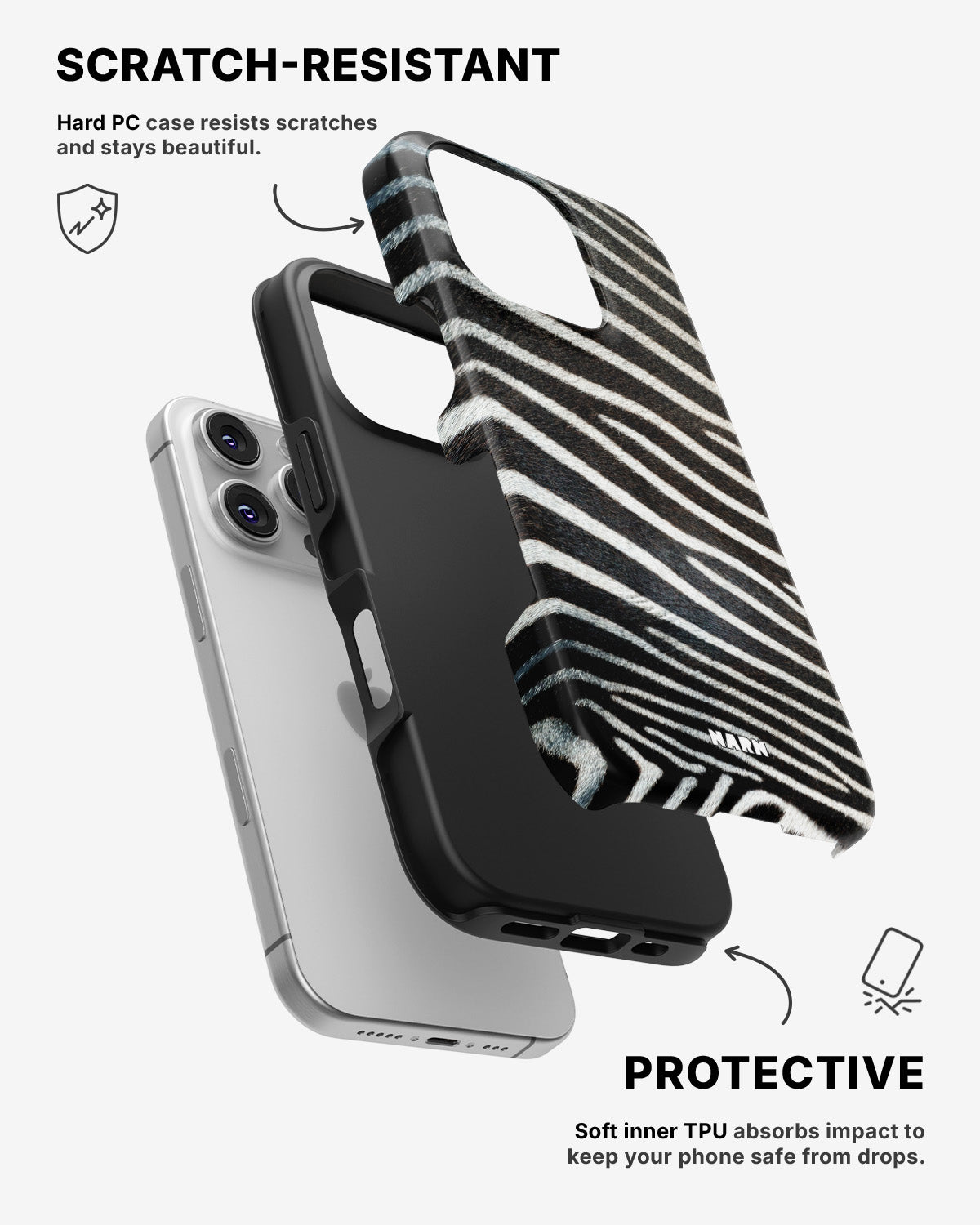 iPhone 16 Pro Max Tough Case – Zebra Stripe - View 2