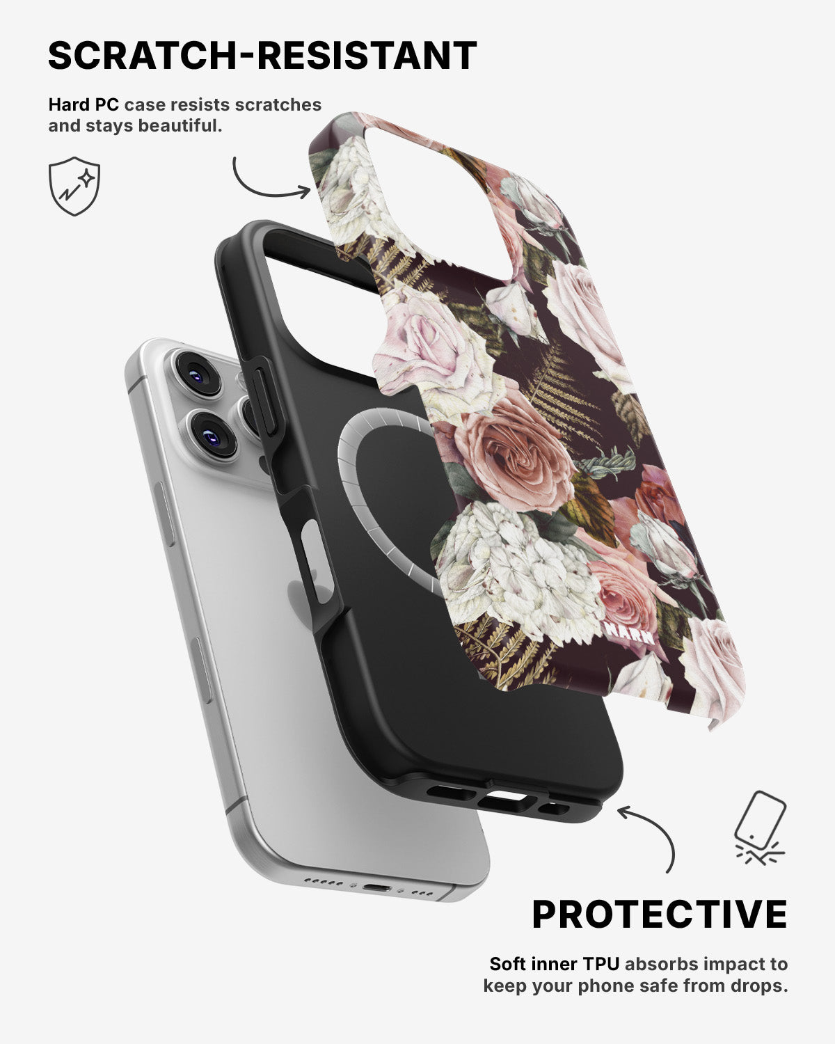 iPhone 16 Pro Max Tough Case – Midnight Roses - View 2