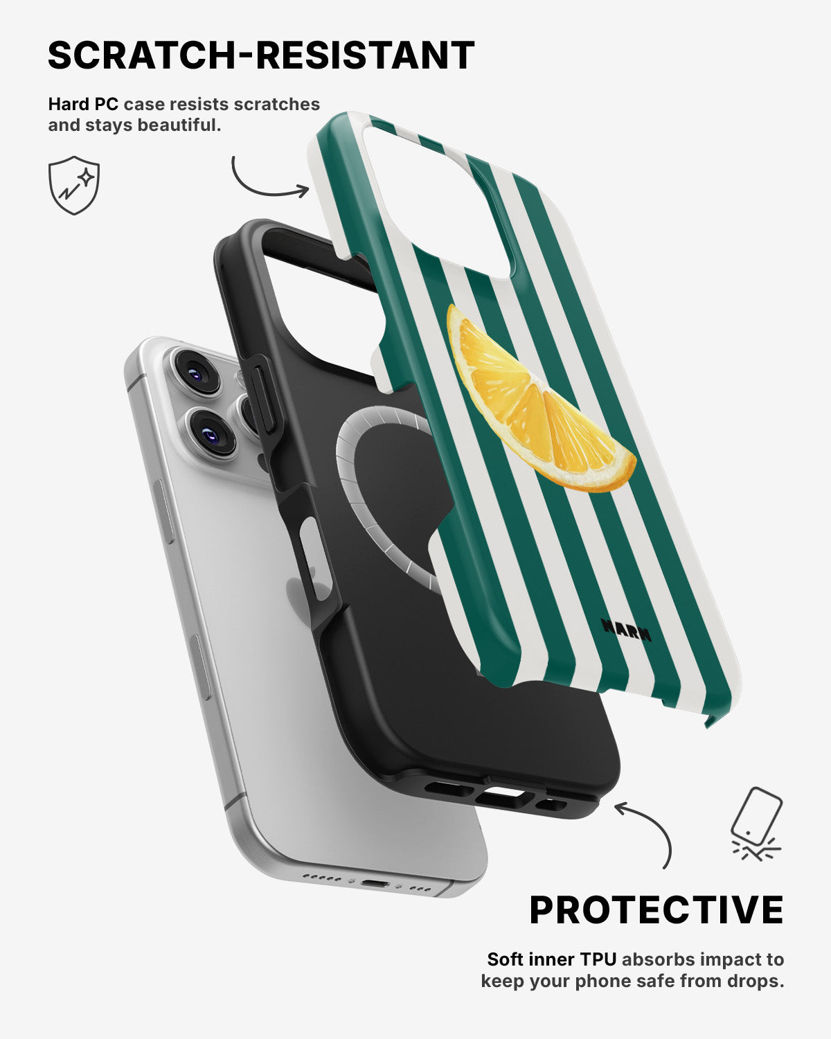 iPhone 16 Pro Max Tough Case – Lemon Stripes - View 2
