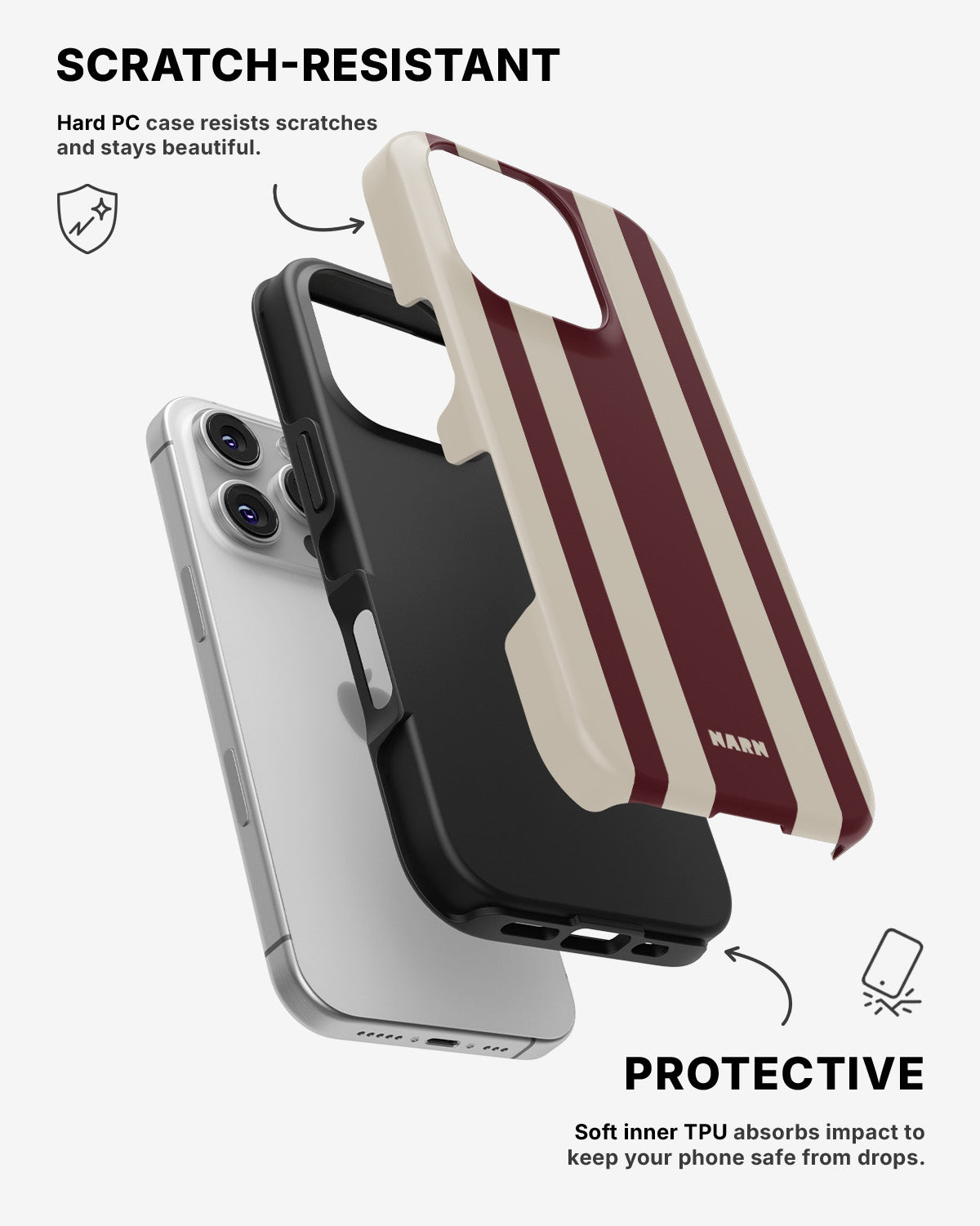 iPhone 16 Pro Max Tough Case – Bordeaux Stripe - View 2
