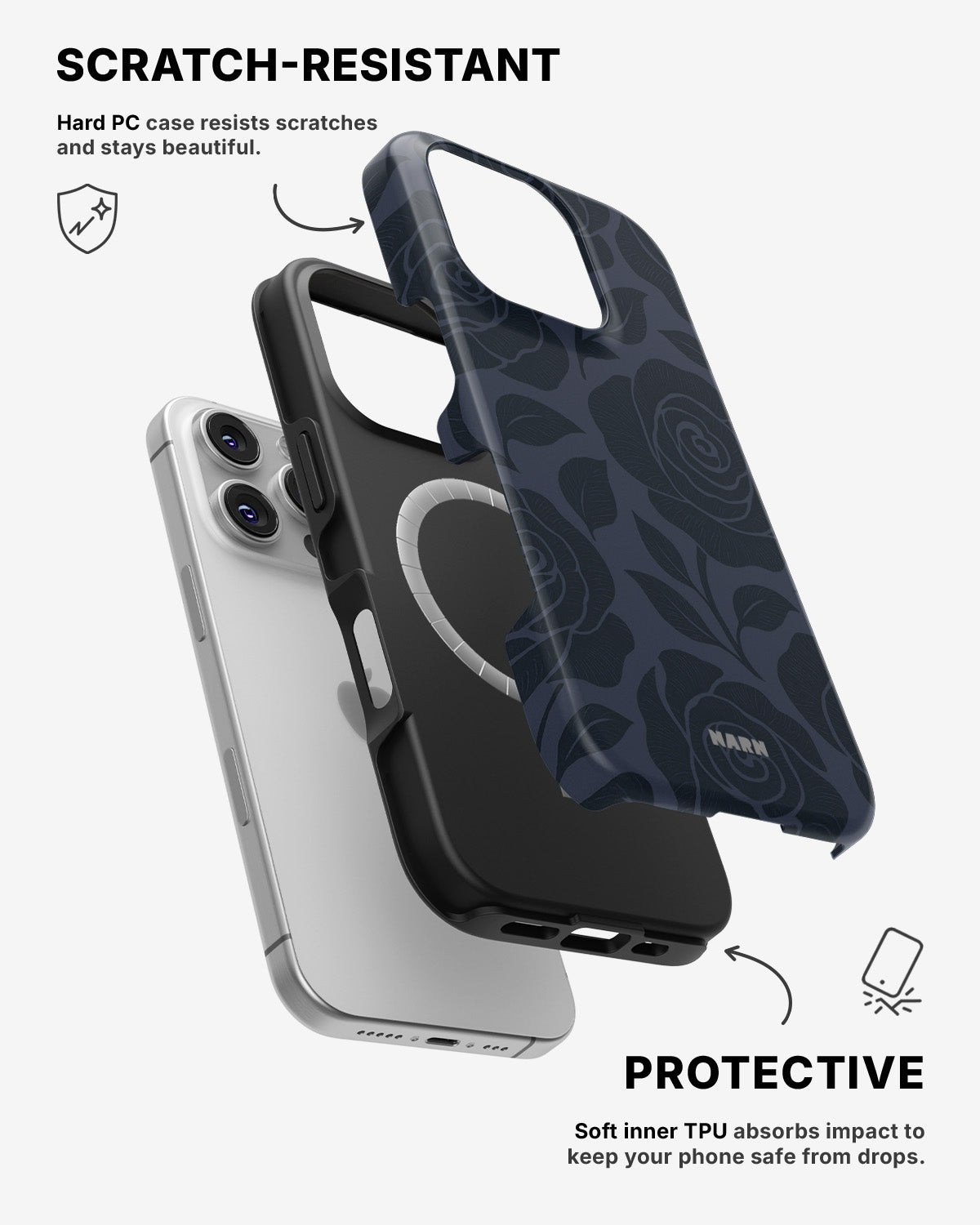 iPhone 16 Pro Max Tough Case – Midnight Rose - View 2
