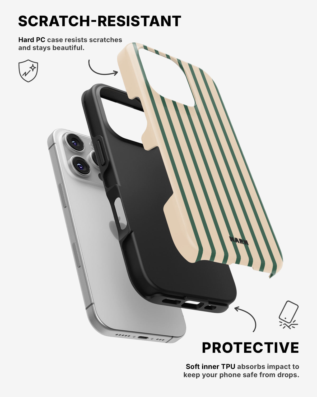 iPhone 16 Pro Max Tough Case – Evergreen Stripe - View 2