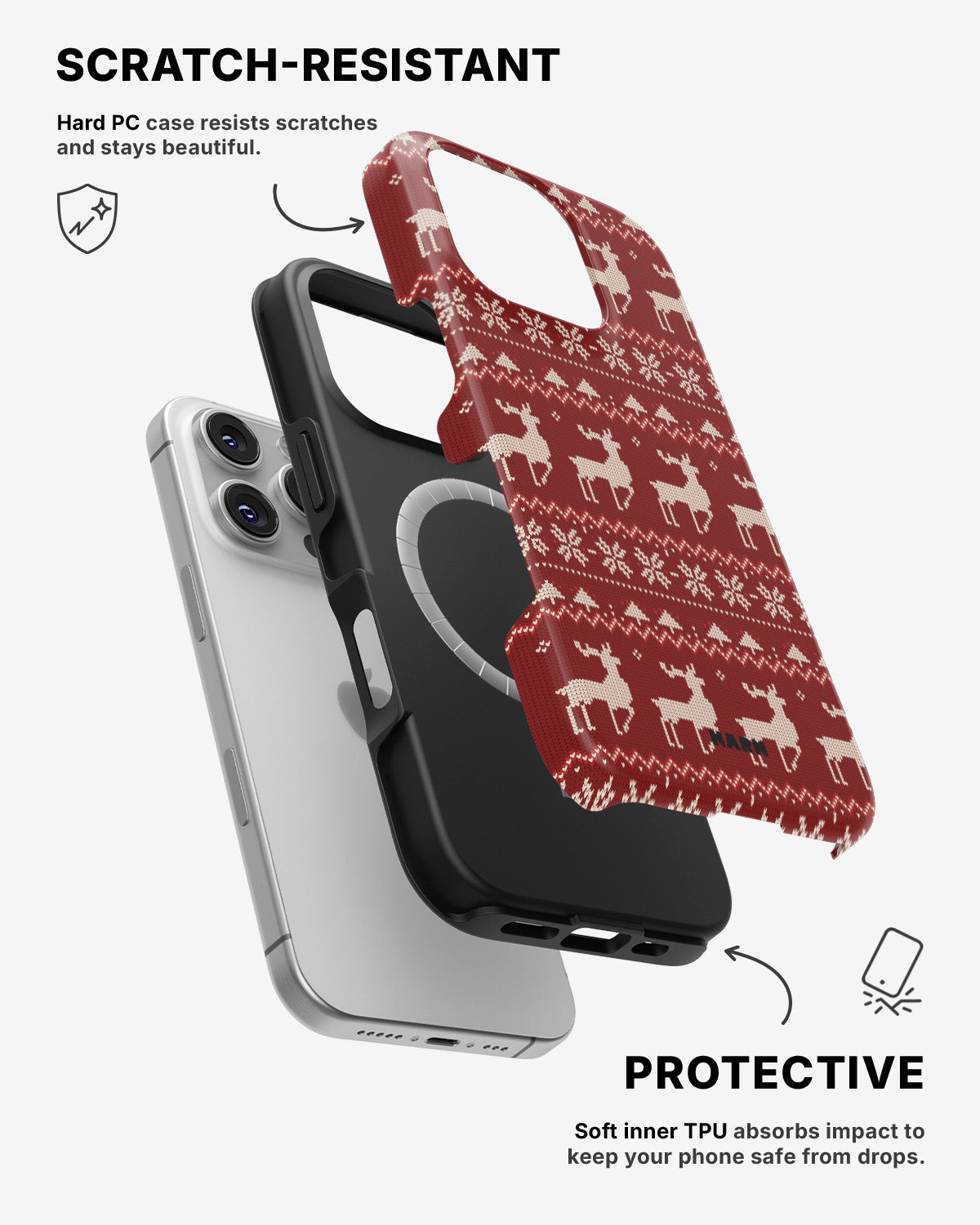 iPhone 16 Pro Max Tough Case – Reindeer Knit - View 2